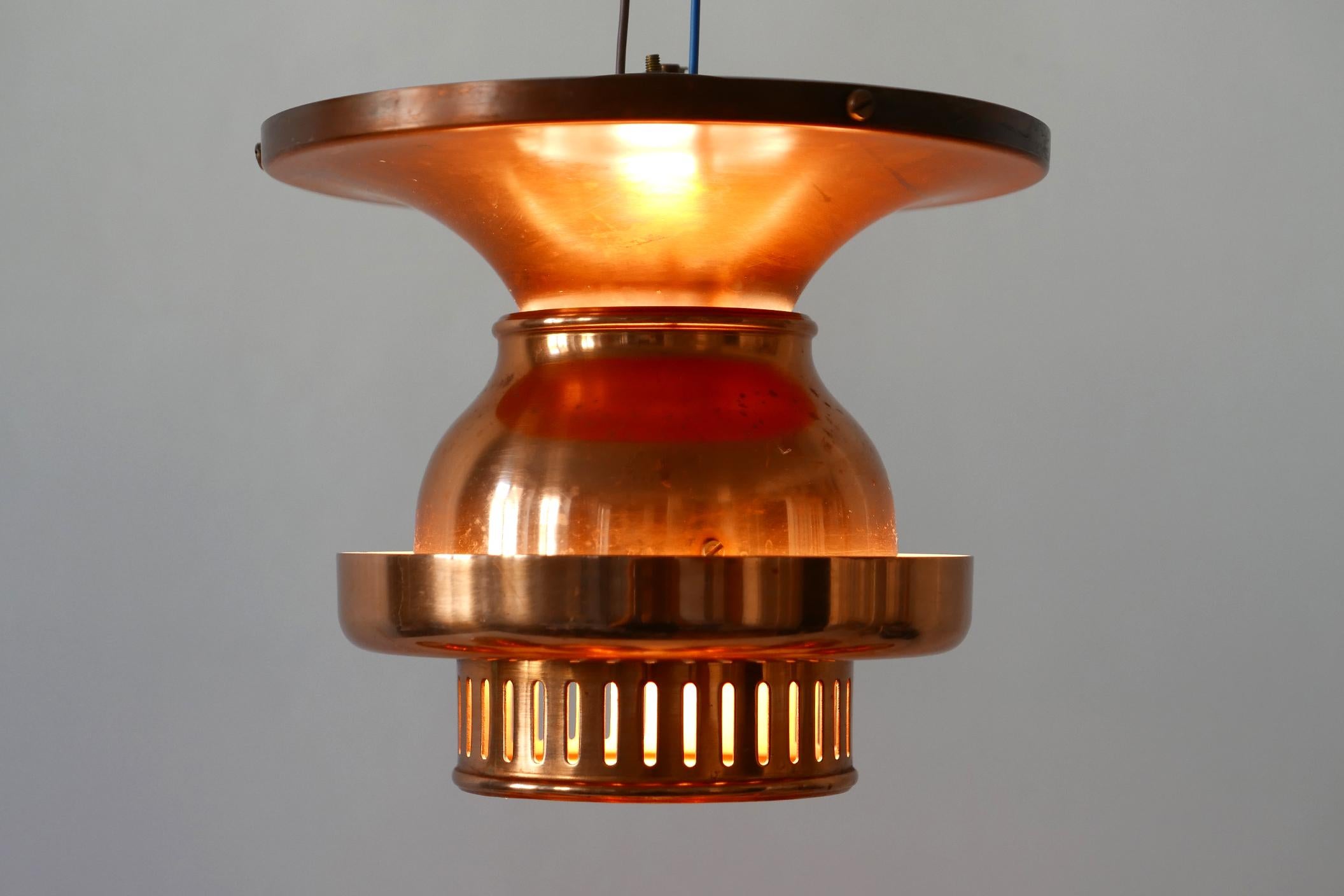 Eleganti lampade da soffitto o plafoniere in rame della modernità di metà secolo, anni '60, Danimarca In condizioni buone in vendita a Munich, DE