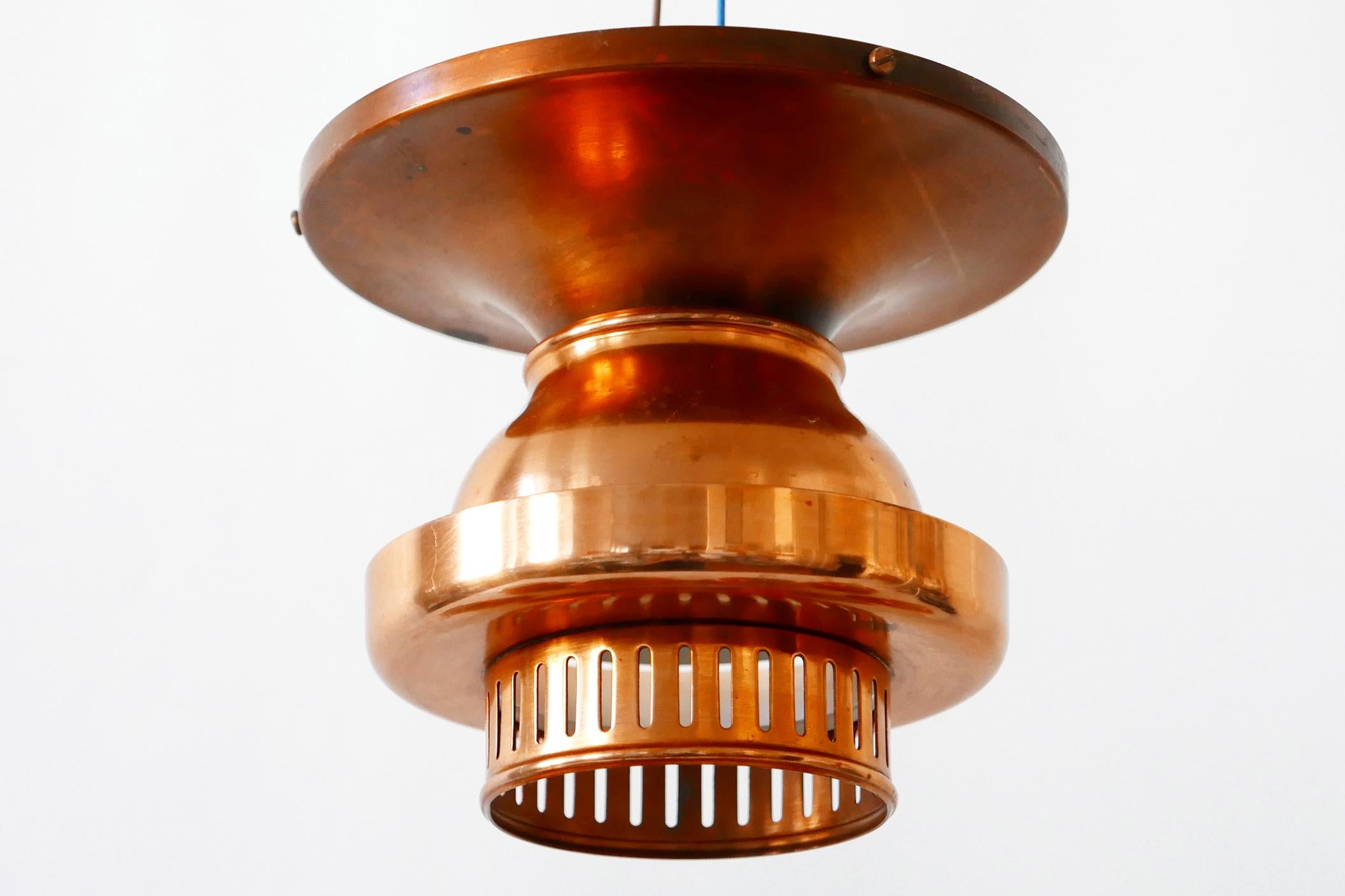 Elegant Mid-Century Modern Copper Ceiling Lamps or Flush Mounts, 1960s, Denmark For Sale 1