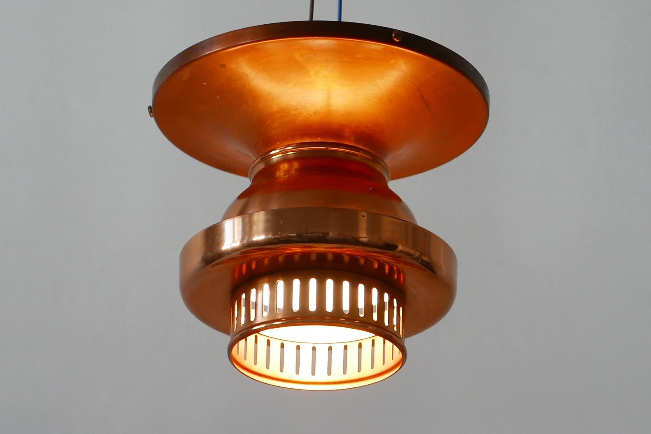 Elegant Mid-Century Modern Copper Ceiling Lamps or Flush Mounts, 1960s, Denmark For Sale 3
