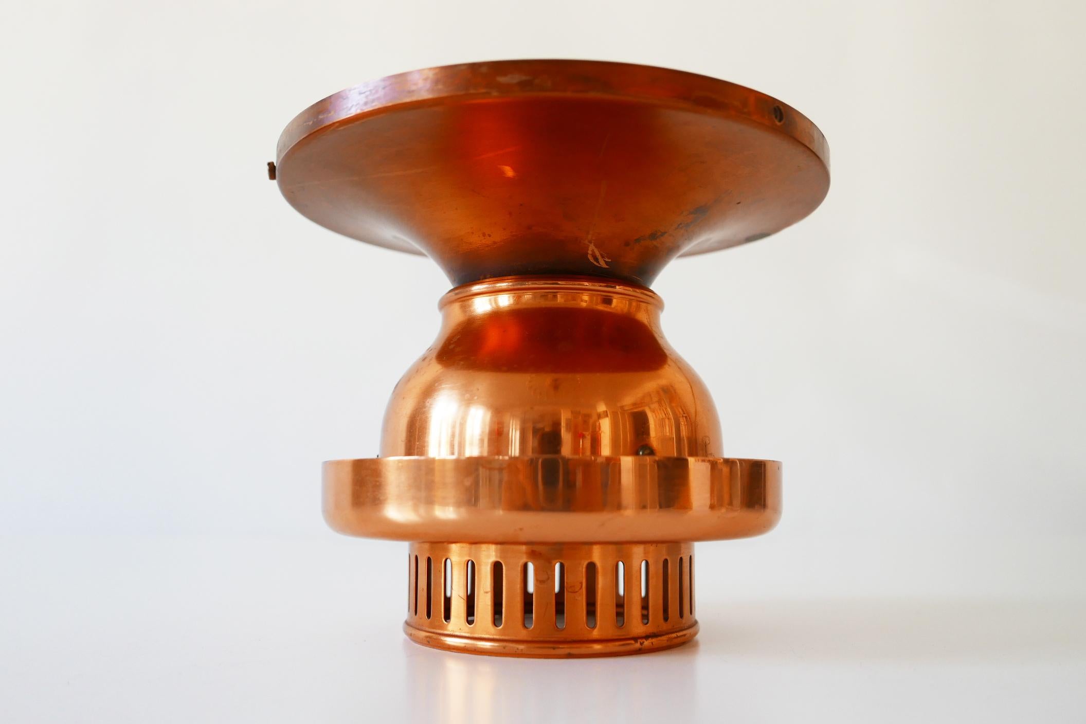 Elegant Mid-Century Modern Copper Ceiling Lamps or Flush Mounts, 1960s, Denmark For Sale 4