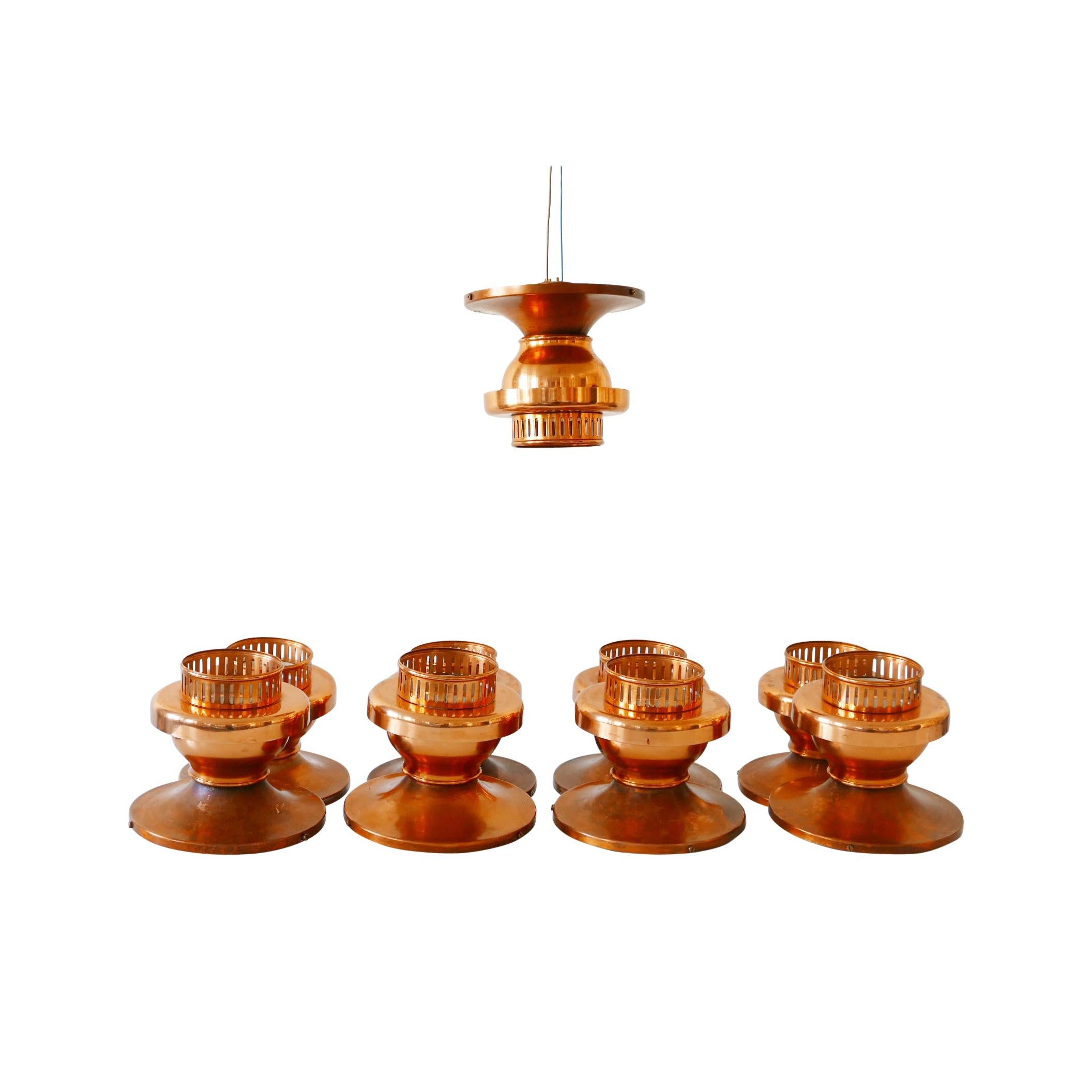 Elegant Mid-Century Modern Copper Ceiling Lamps or Flush Mounts, 1960s, Denmark