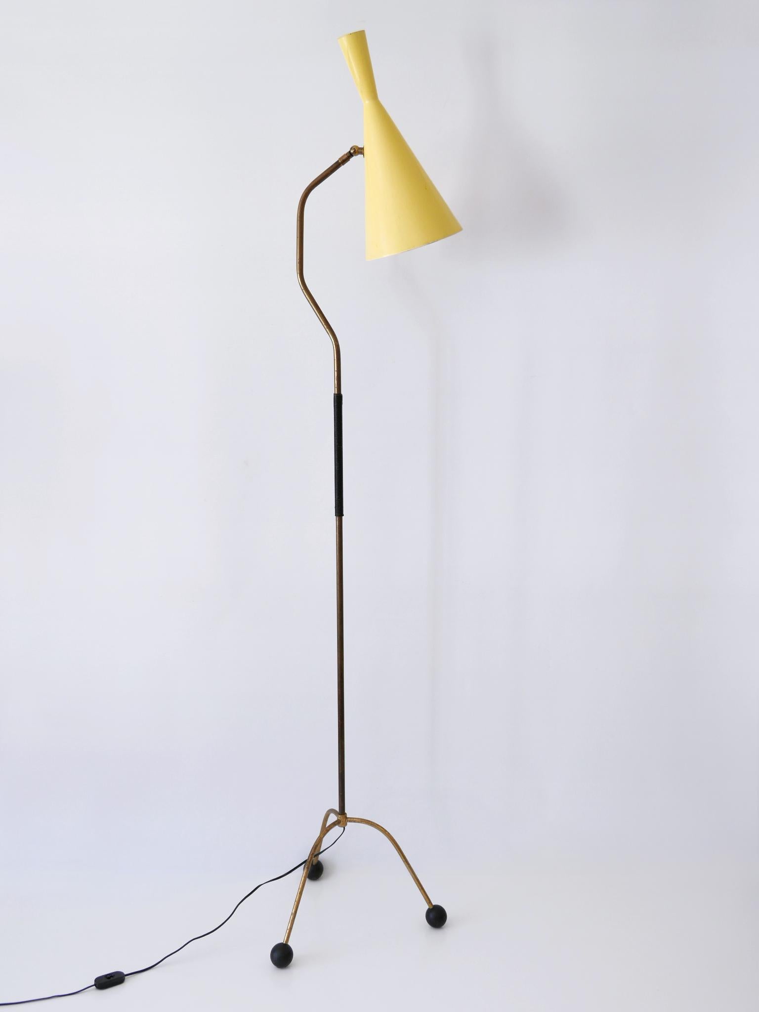 Elegant Mid Century Modern Diabolo Floor Lamp or Reading Light Austria 1950s For Sale 8