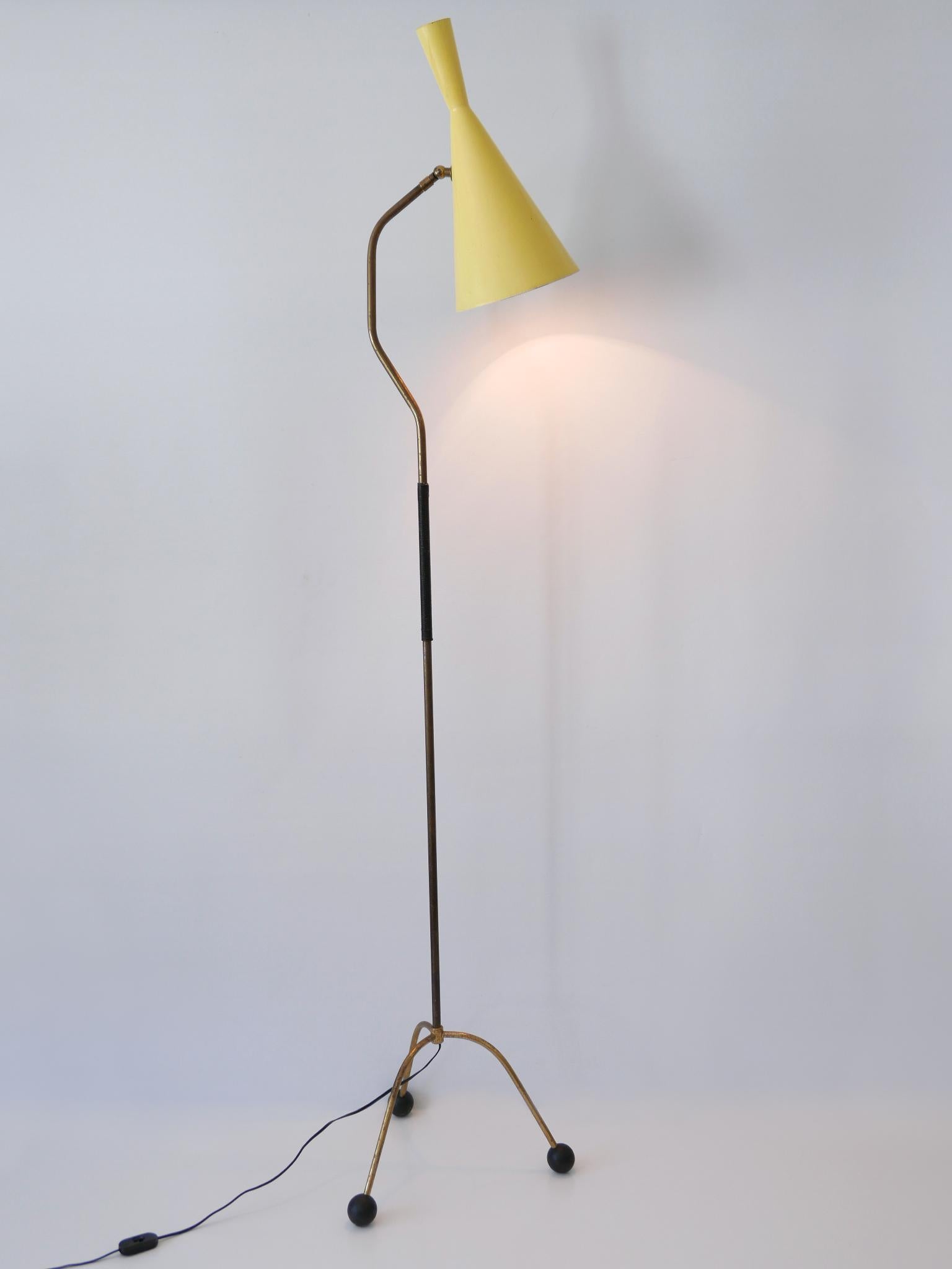 Elegant Mid Century Modern Diabolo Floor Lamp or Reading Light Austria 1950s For Sale 9