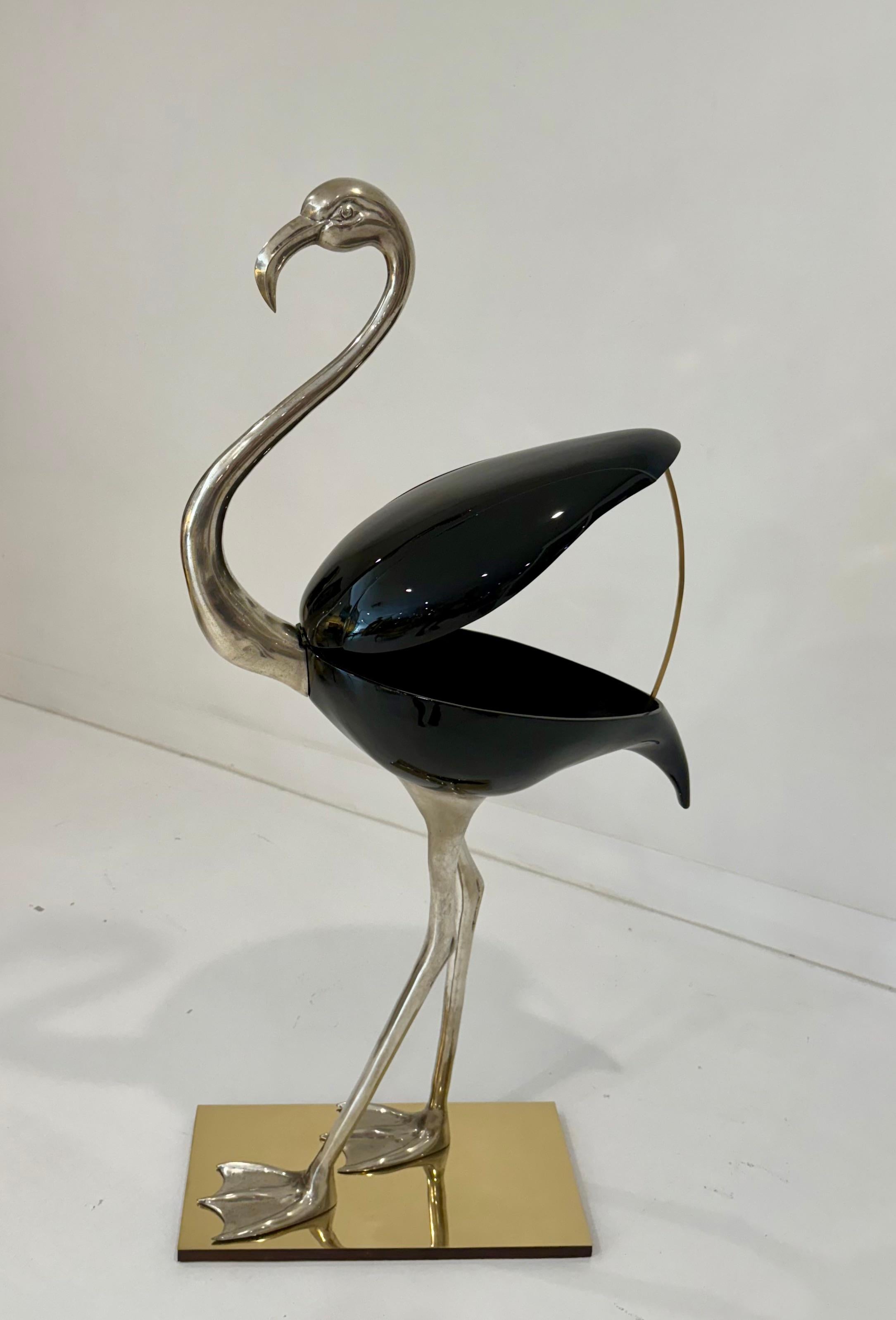 French Elegant Mid-Century Modern Flamingo Sculpture by Fondica, France For Sale