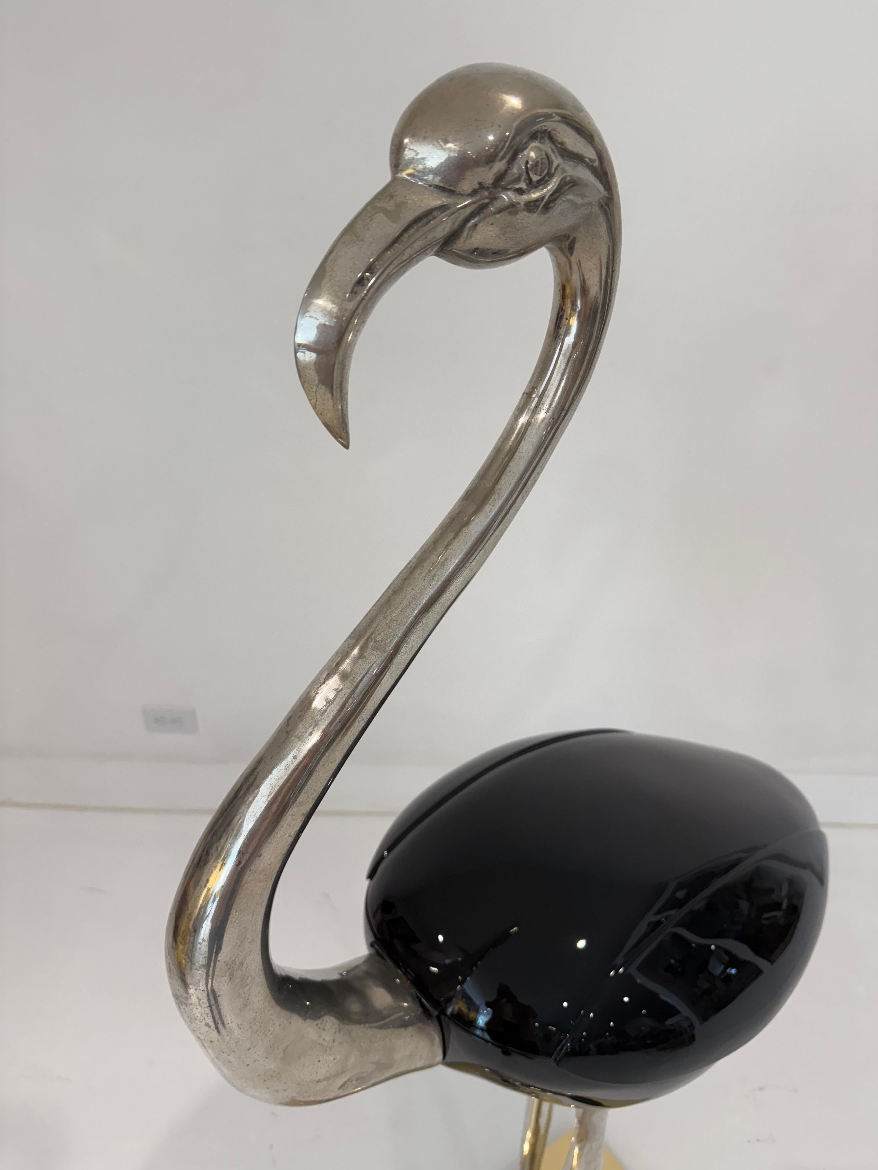 Elegant Mid-Century Modern Flamingo Sculpture by Fondica, France In Good Condition For Sale In Palm Desert, CA