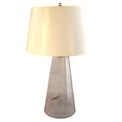Elegant Mid-Century Modern Glass Table Lamp with Large Shade, USA