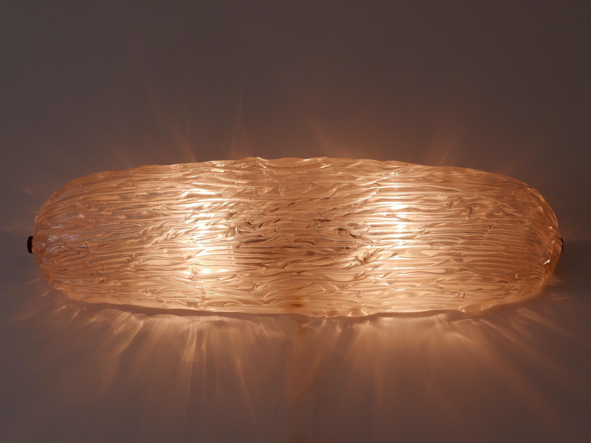 Brass Elegant Mid-Century Modern Iridescent Murano Glass Ceiling Lamp or Sconce 1950s For Sale