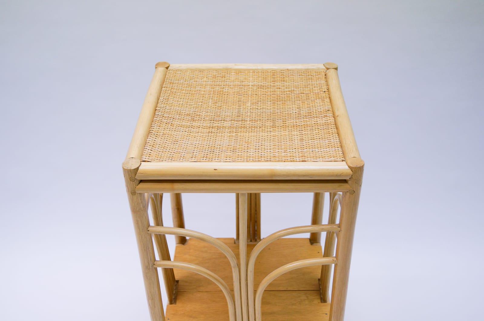 Elegant Mid-Century Modern Italian Bamboo and Rattan Flower Stand For Sale 1