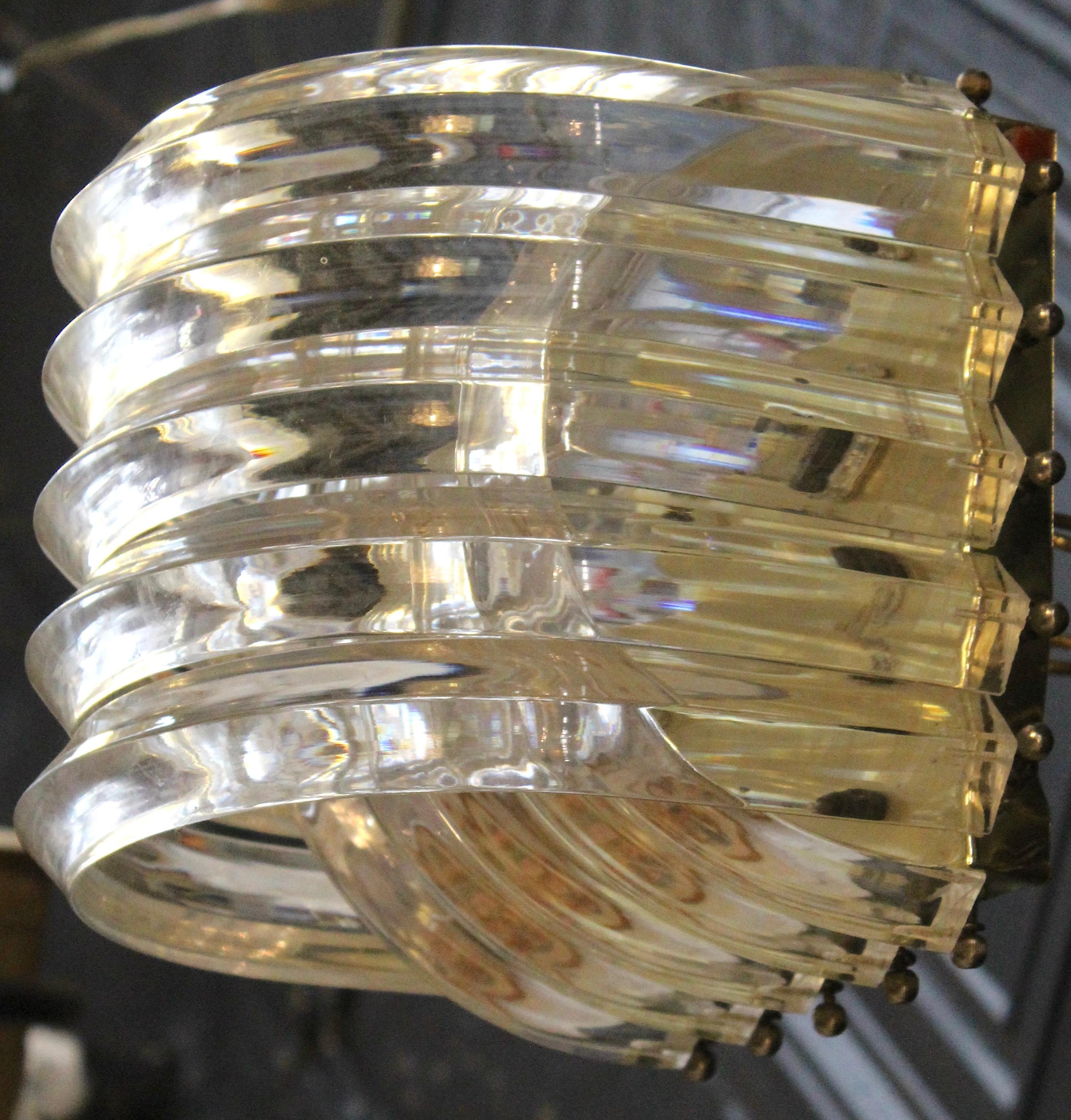 Mid-Century Modern Mid-Century Banded Lucite Sconce For Sale