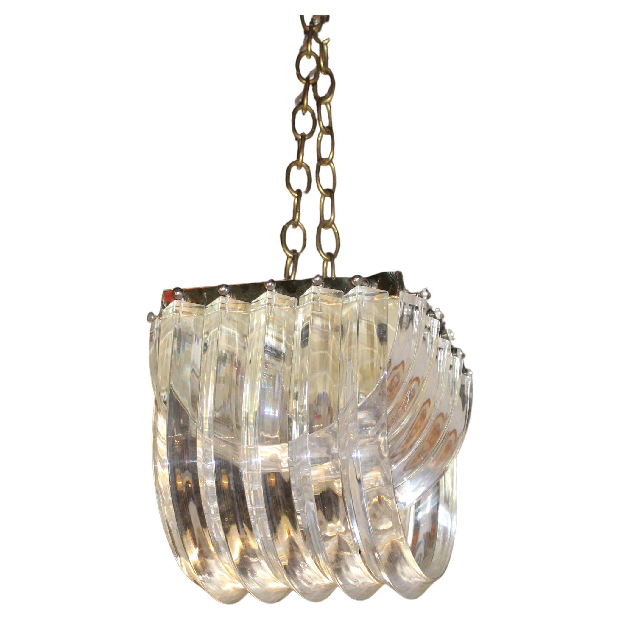 Elegant Mid-Century Modern Lucite Chandelier
