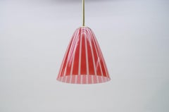 Elegant Mid-Century Modern Pendant Lamp Made of Brass and Glass, 1950s Austria