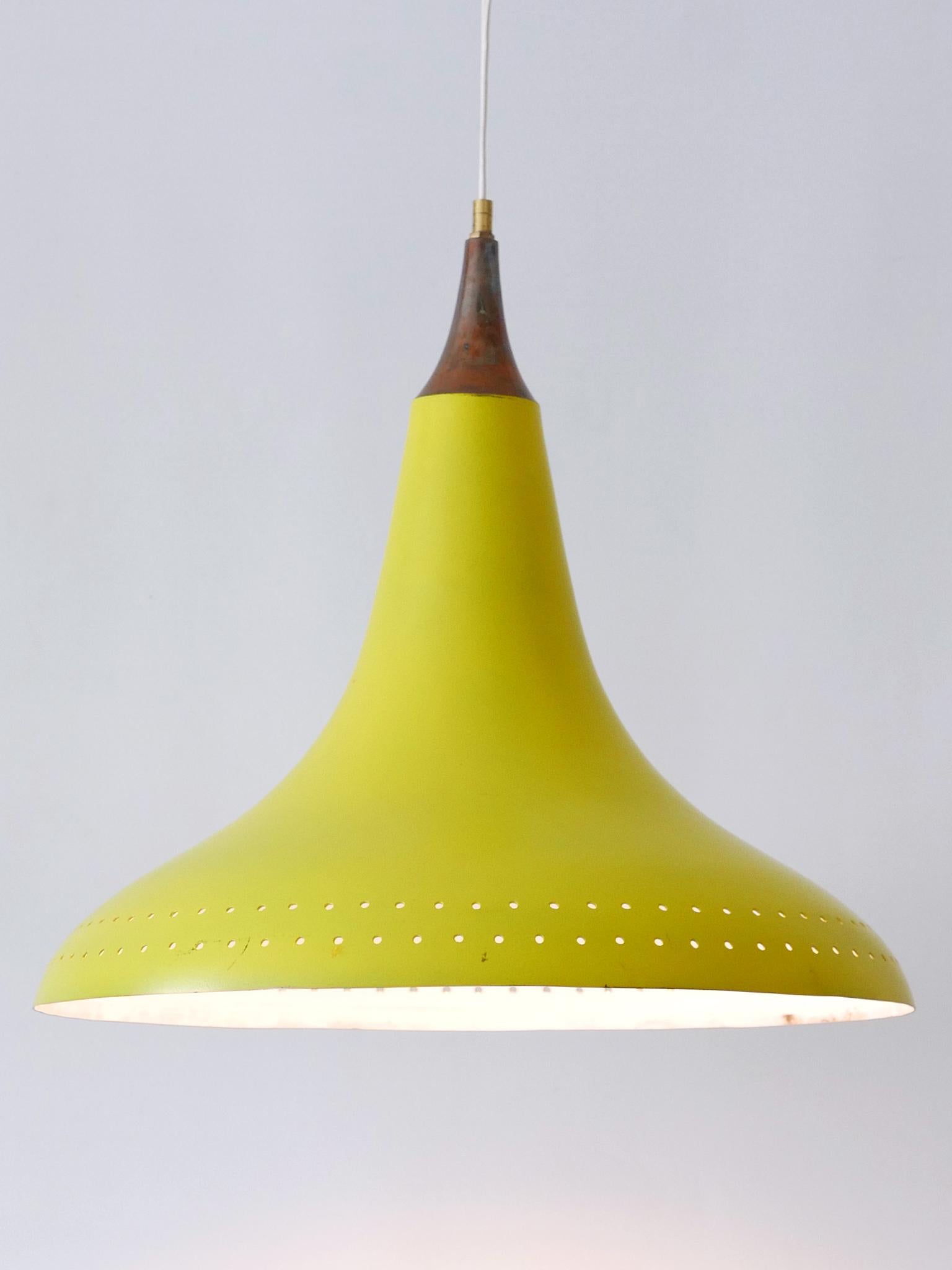 Elegant Mid-Century Modern Perforated Aluminium Pendant Lamp Austria 1960s For Sale 4