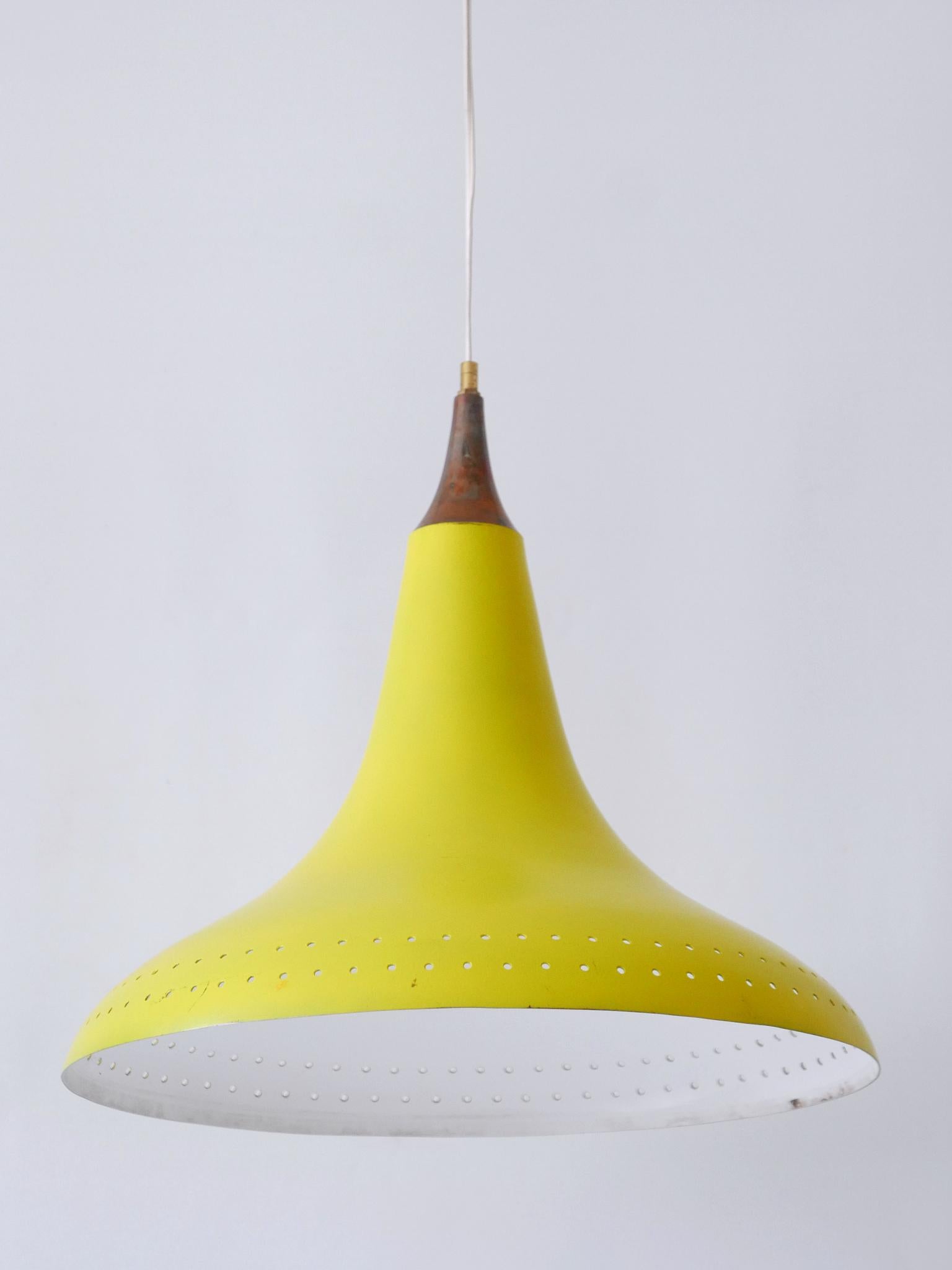 Elegant Mid-Century Modern Perforated Aluminium Pendant Lamp Austria 1960s For Sale 5