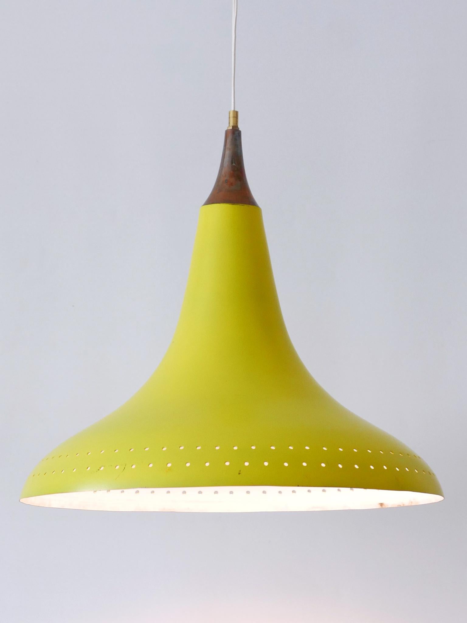 Elegant Mid-Century Modern Perforated Aluminium Pendant Lamp Austria 1960s For Sale 6