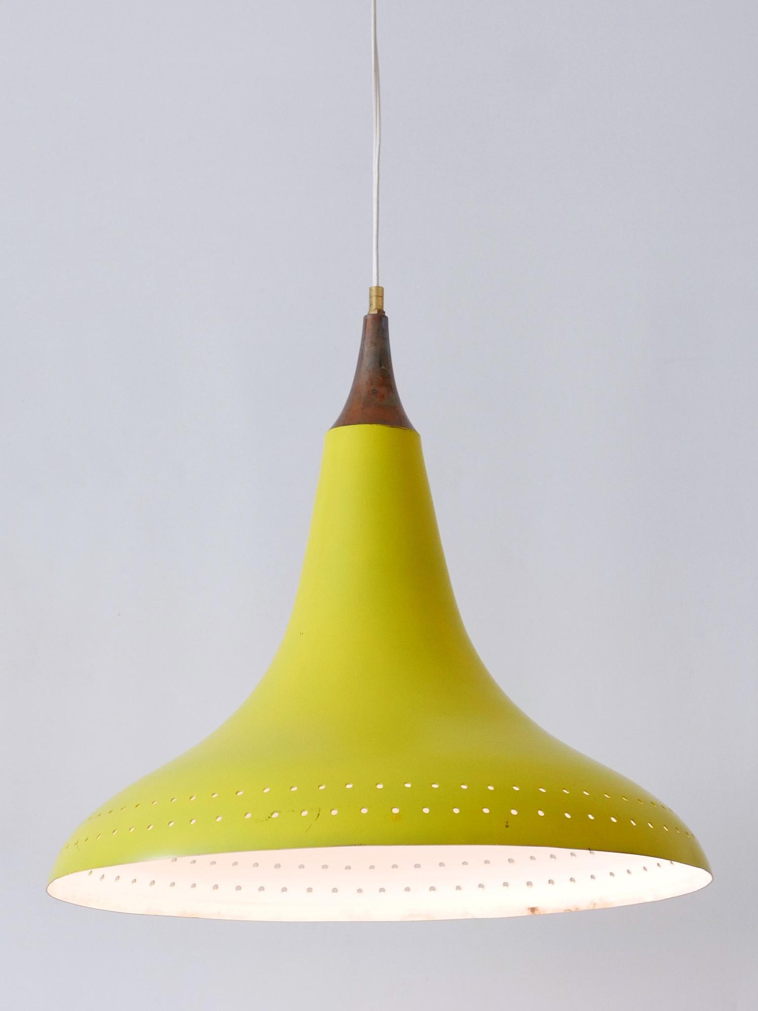 Elegant Mid-Century Modern Perforated Aluminium Pendant Lamp Austria 1960s For Sale 7