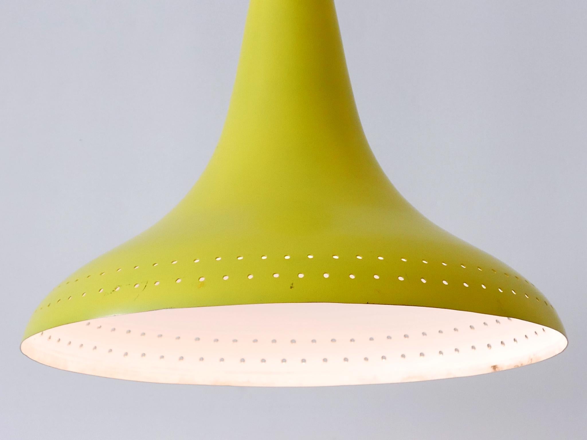 Elegant Mid-Century Modern Perforated Aluminium Pendant Lamp Austria 1960s For Sale 8