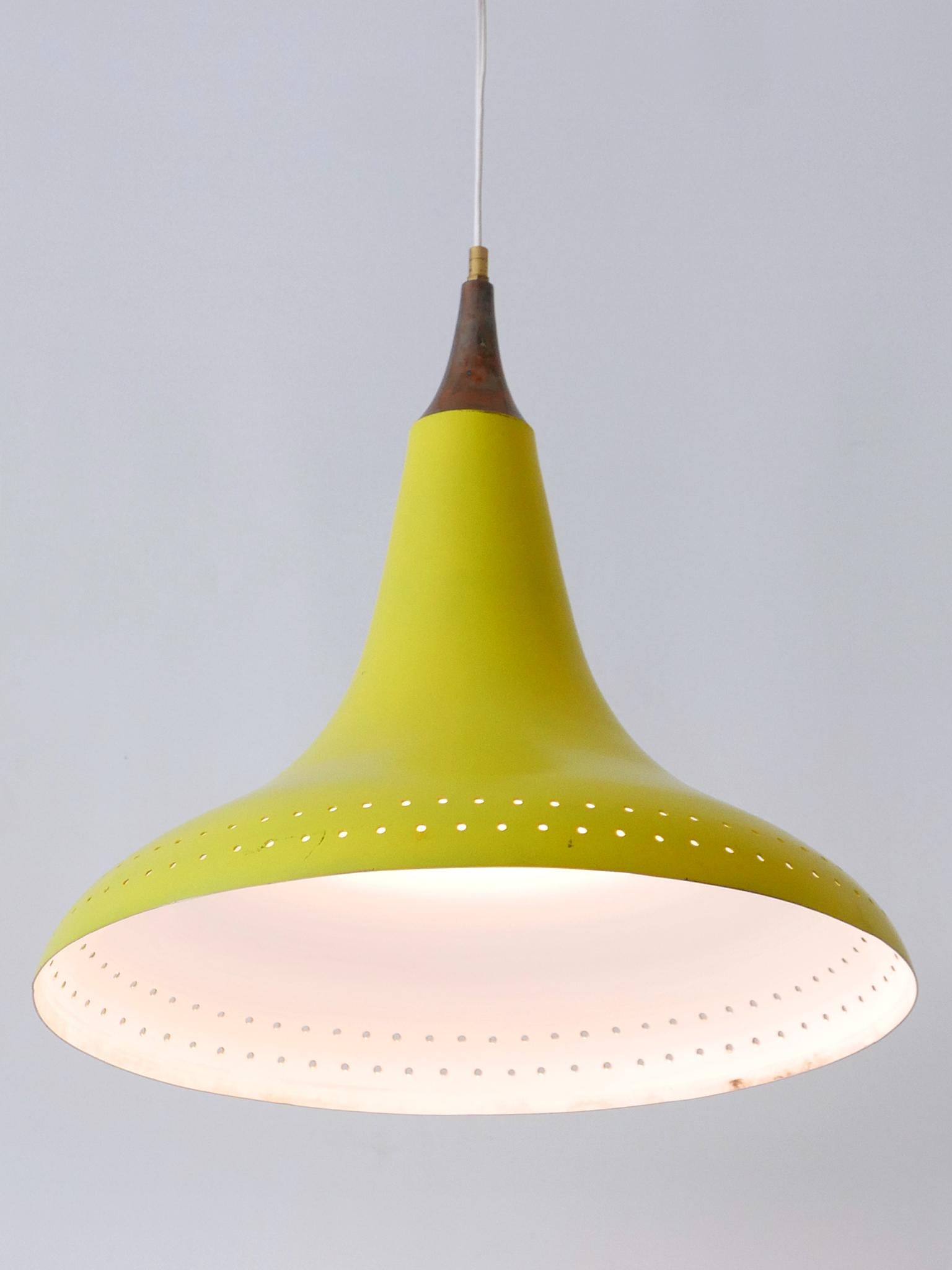 Elegant Mid-Century Modern Perforated Aluminium Pendant Lamp Austria 1960s For Sale 9