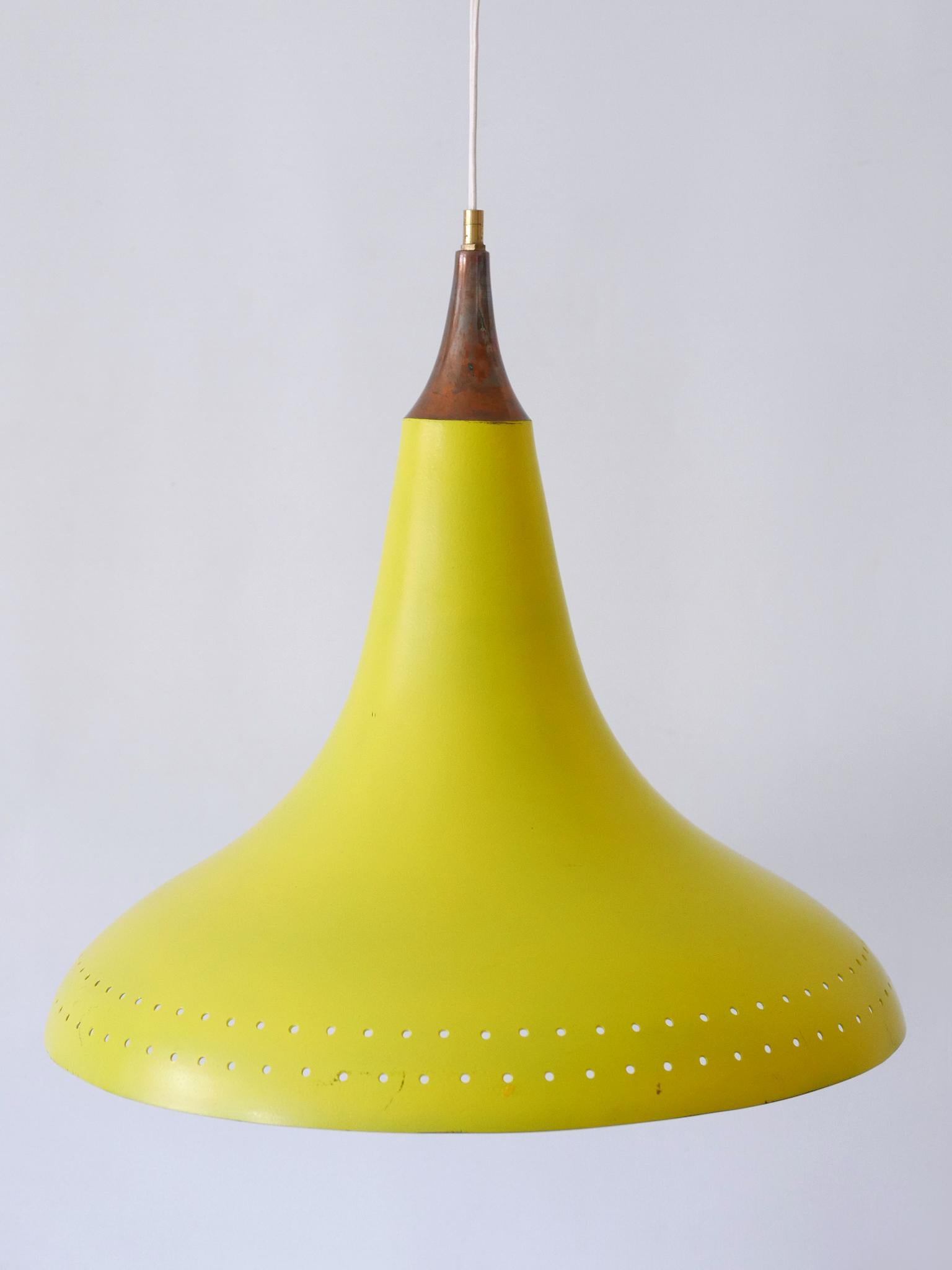 Elegant Mid-Century Modern Perforated Aluminium Pendant Lamp Austria 1960s For Sale 10