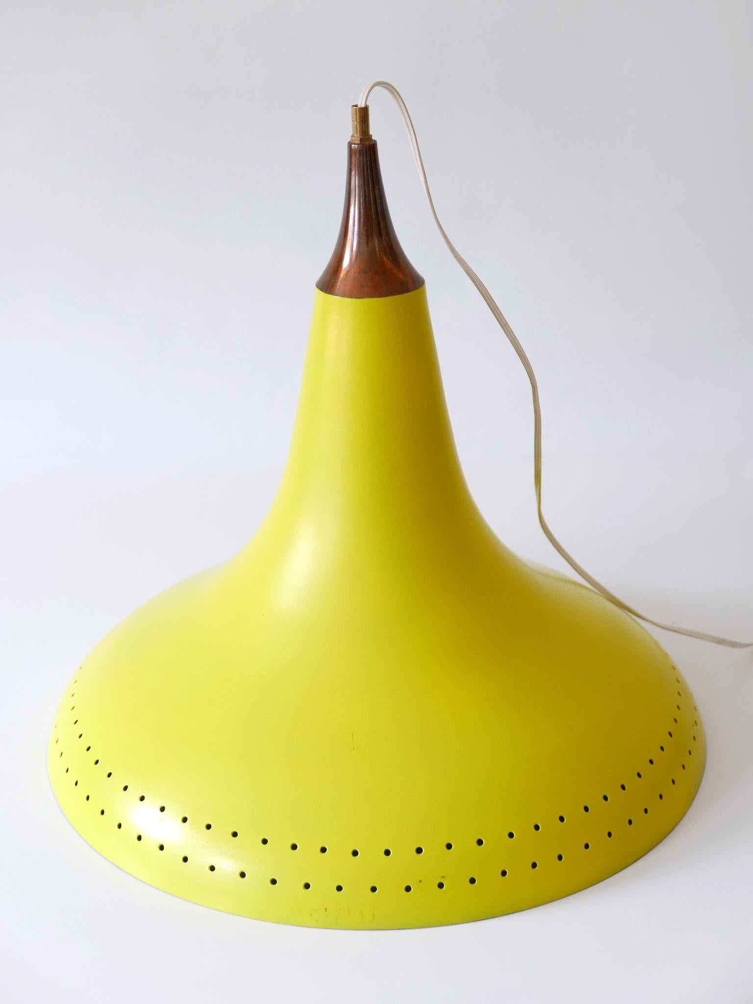 Elegant Mid-Century Modern Perforated Aluminium Pendant Lamp Austria 1960s For Sale 11