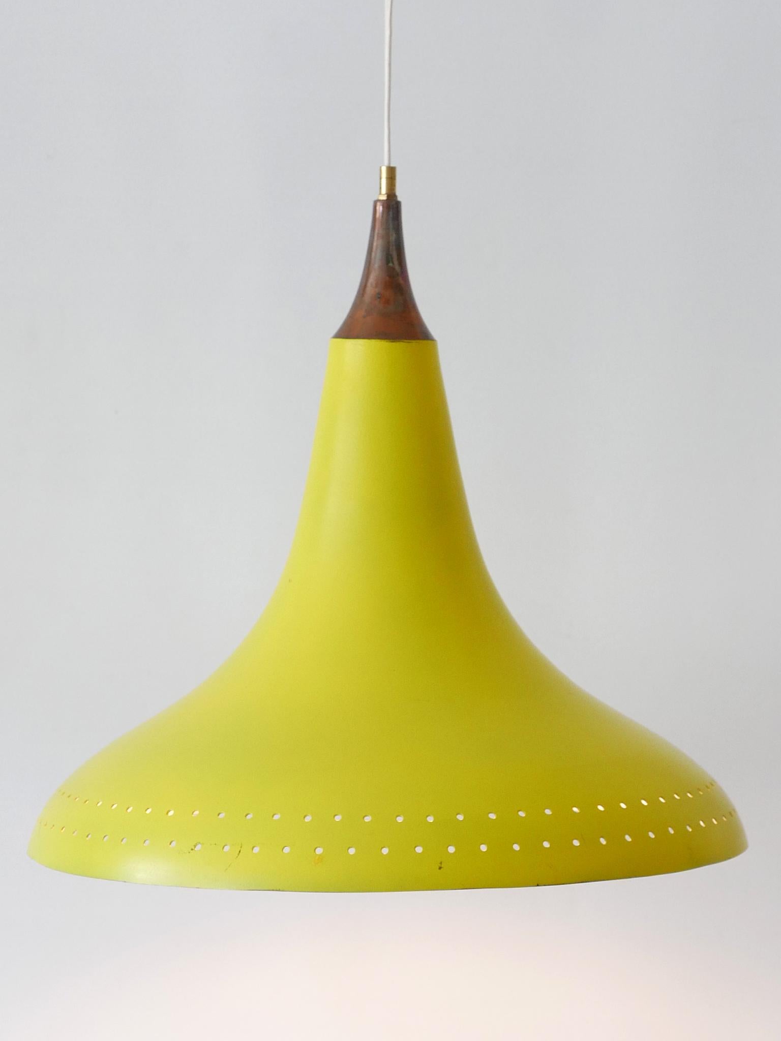 Austrian Elegant Mid-Century Modern Perforated Aluminium Pendant Lamp Austria 1960s For Sale