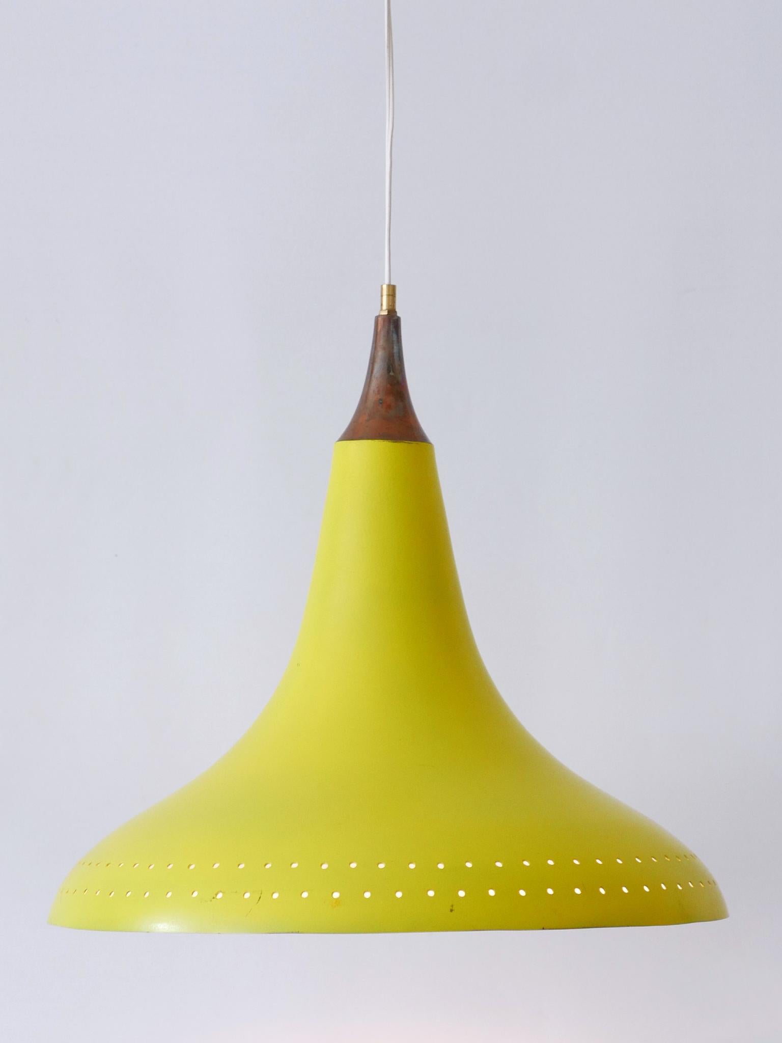 Elegant Mid-Century Modern Perforated Aluminium Pendant Lamp Austria 1960s In Good Condition For Sale In Munich, DE