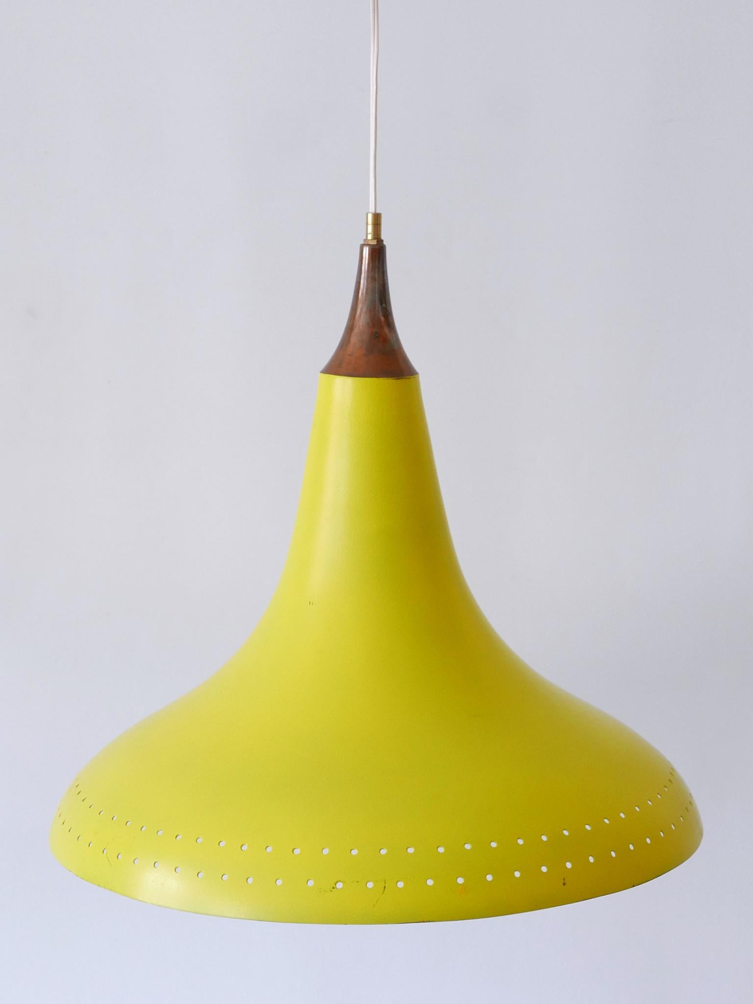 Elegant Mid-Century Modern Perforated Aluminium Pendant Lamp Austria 1960s For Sale 1