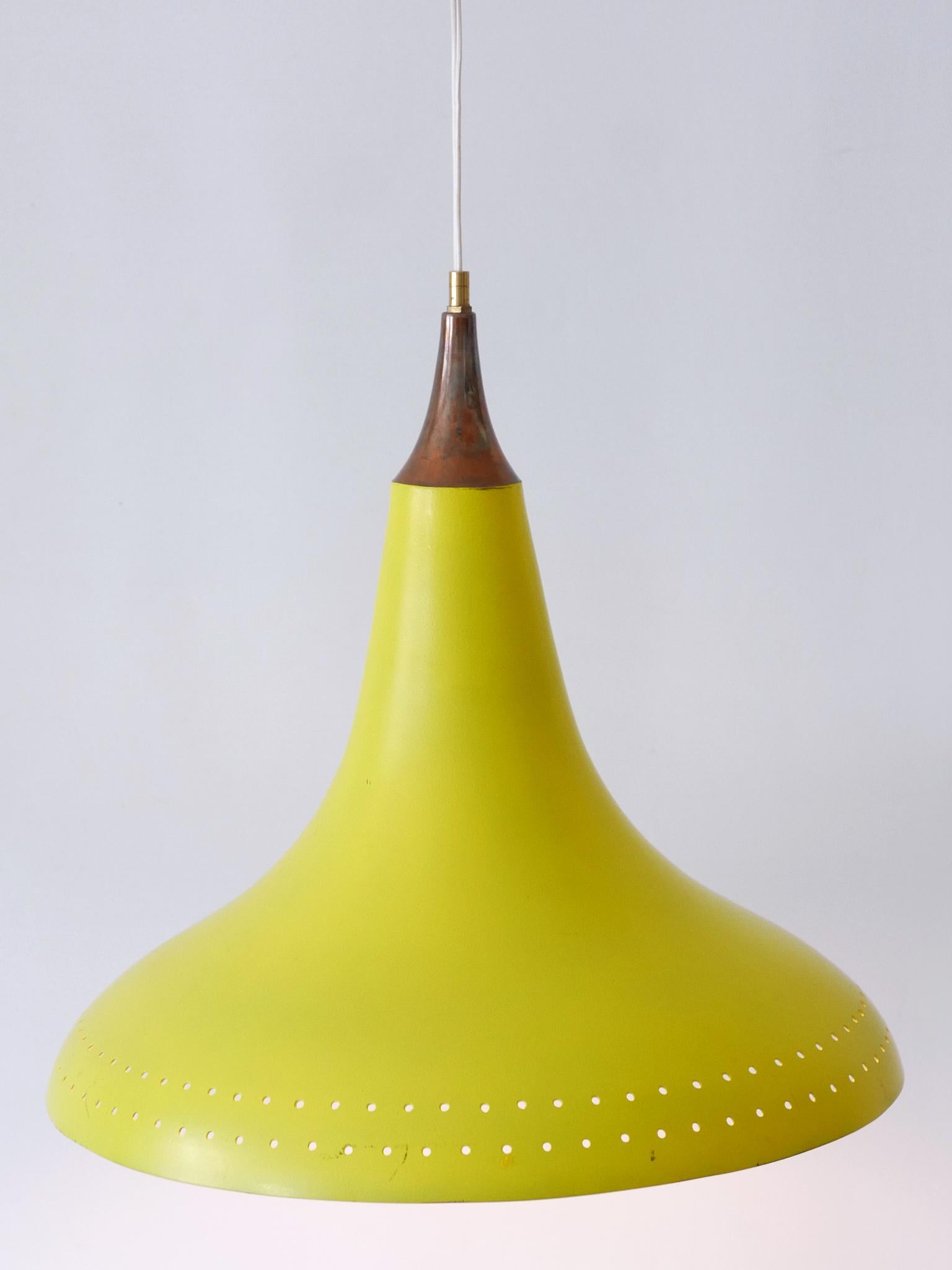 Elegant Mid-Century Modern Perforated Aluminium Pendant Lamp Austria 1960s For Sale 2