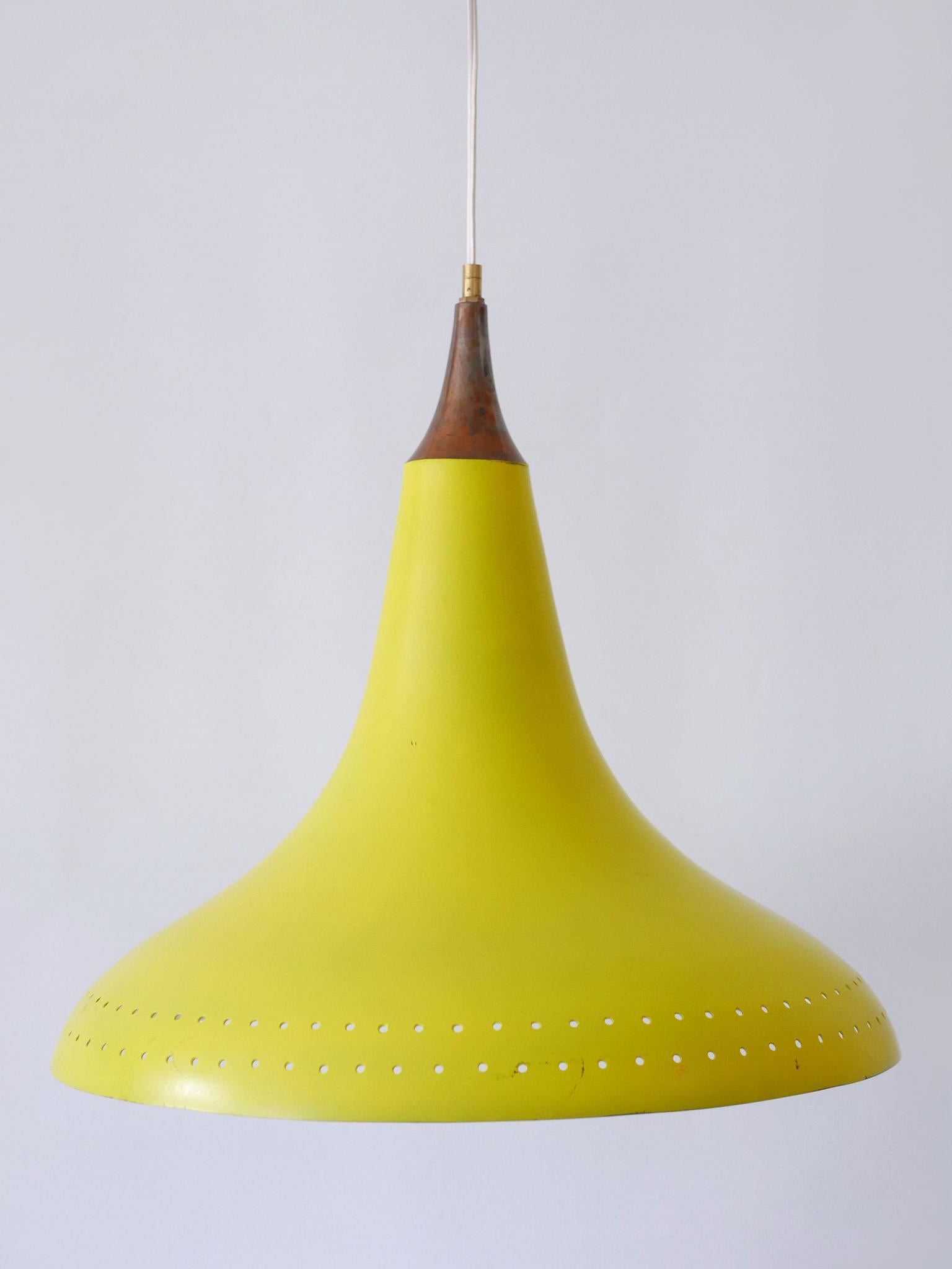 Elegant Mid-Century Modern Perforated Aluminium Pendant Lamp Austria 1960s For Sale 3