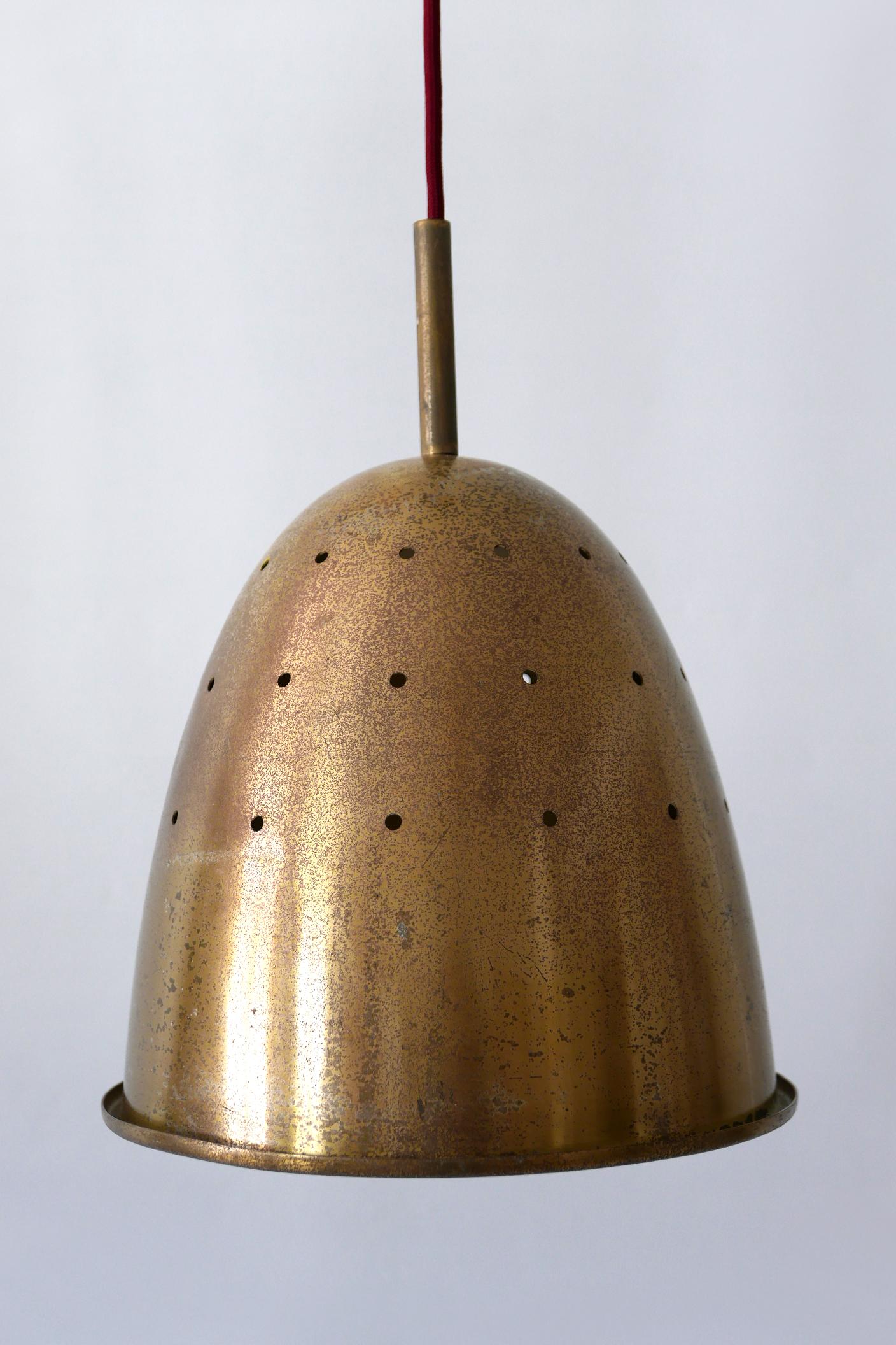 Elegant Mid-Century Modern Perforated Brass Church Pendant Lamps Germany 1950s 6