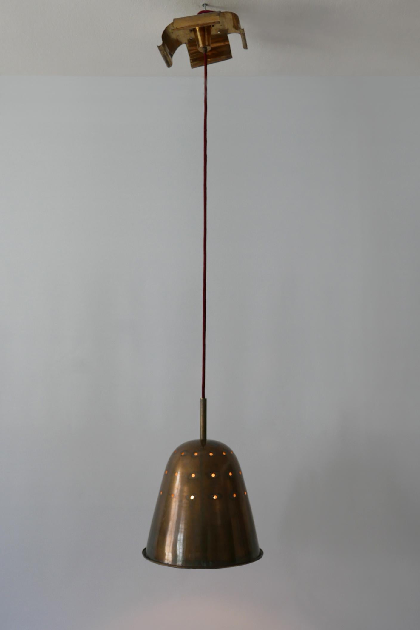 Mid-20th Century Elegant Mid-Century Modern Perforated Brass Church Pendant Lamps Germany 1950s