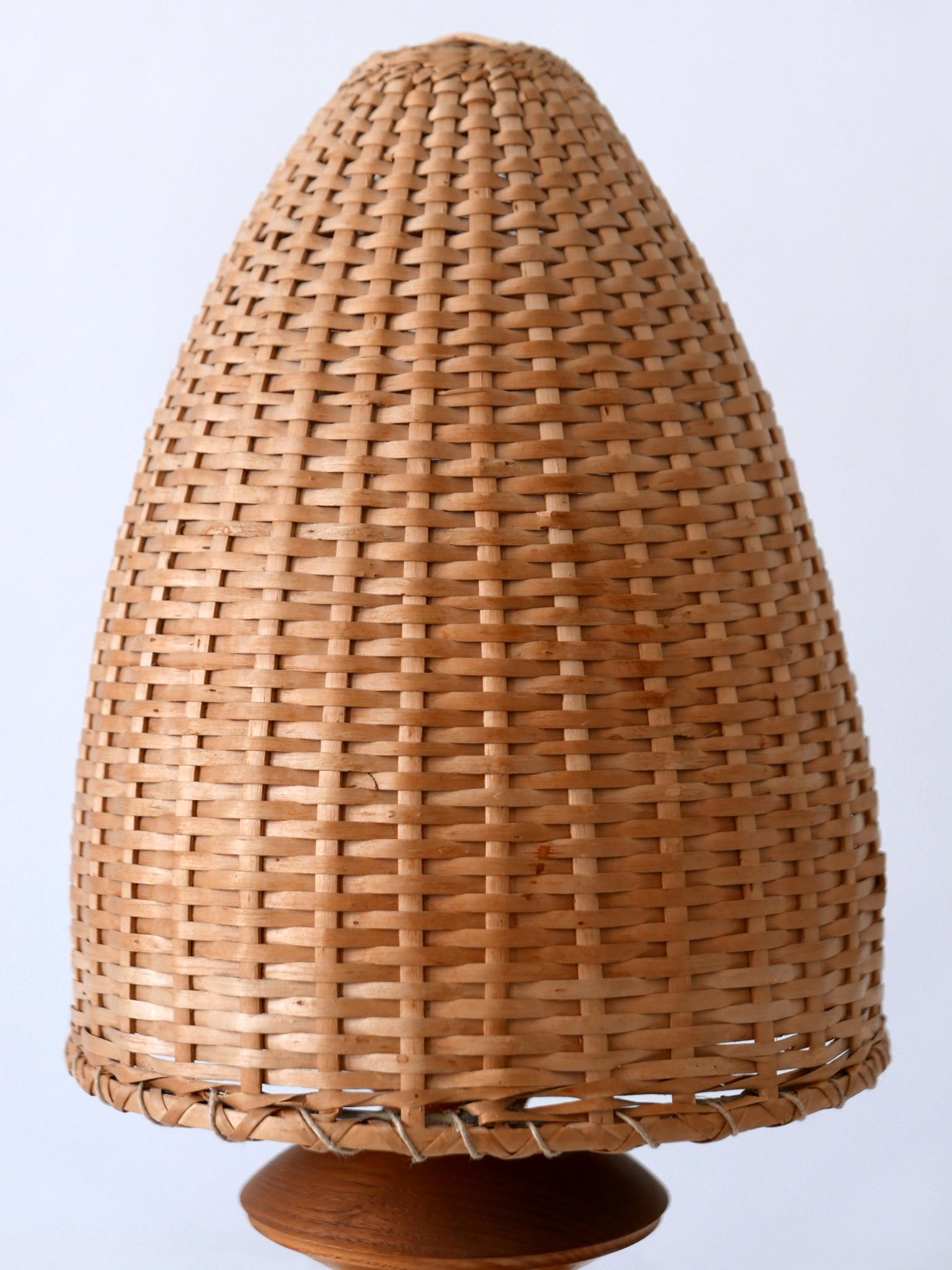 Elegant Mid-Century Modern Scandinavian Rattan & Teak Table Lamp, 1960s 6