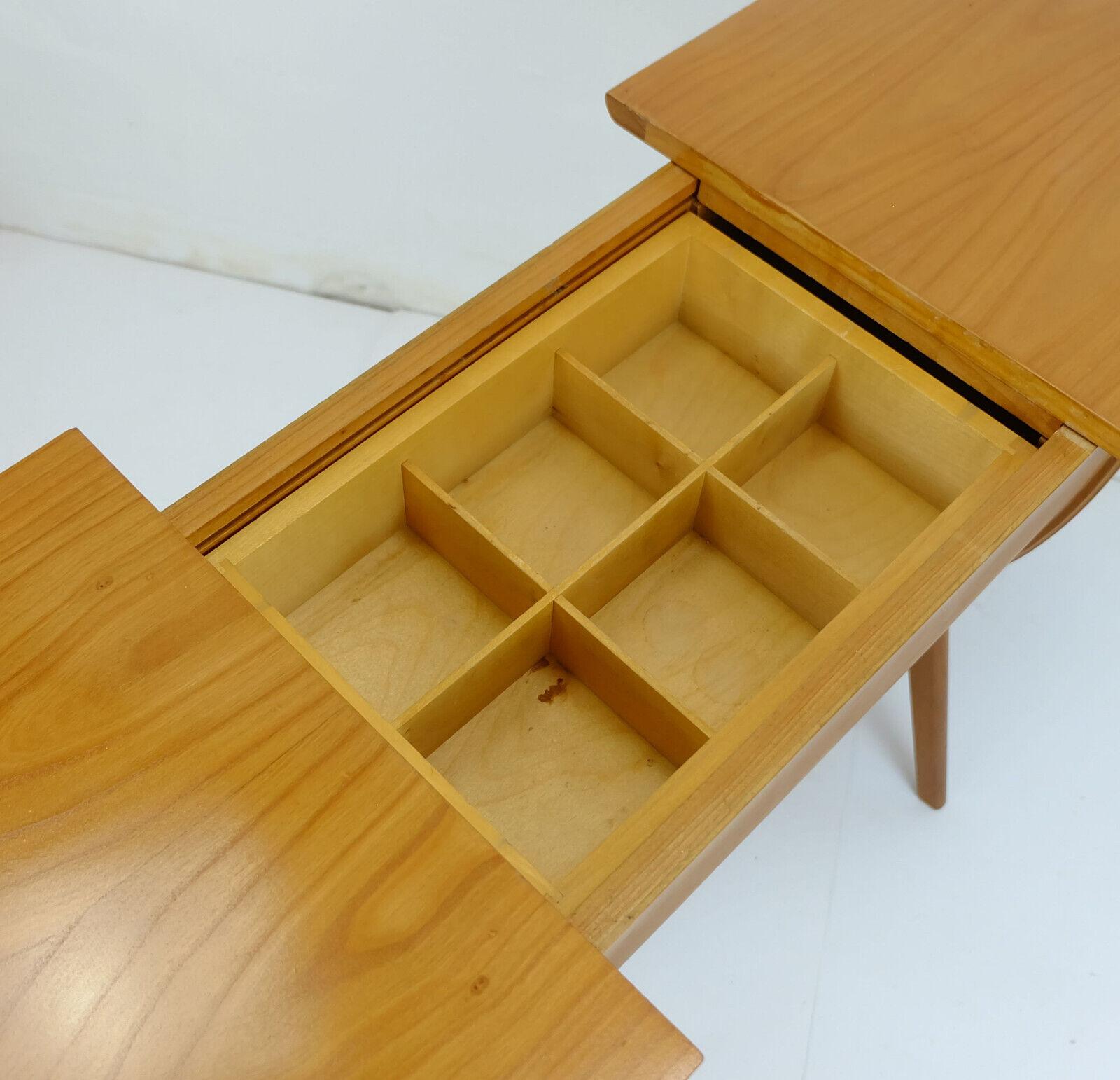 Mid-Century Modern elegant mid century modern SEWING BOX stand 1950s cherry wood