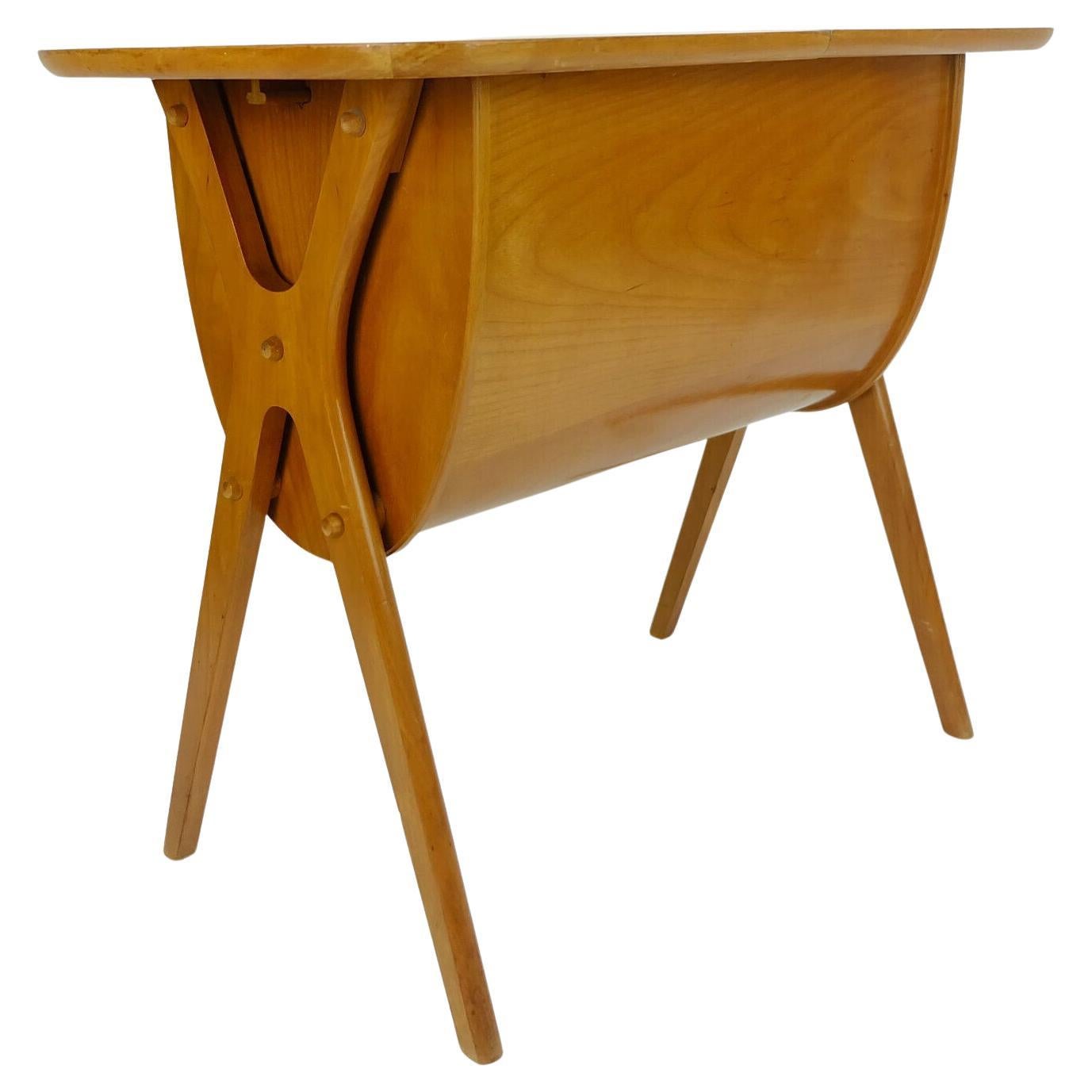 elegant mid century modern SEWING BOX stand 1950s cherry wood