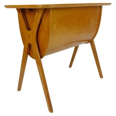 elegant mid century modern SEWING BOX stand 1950s cherry wood