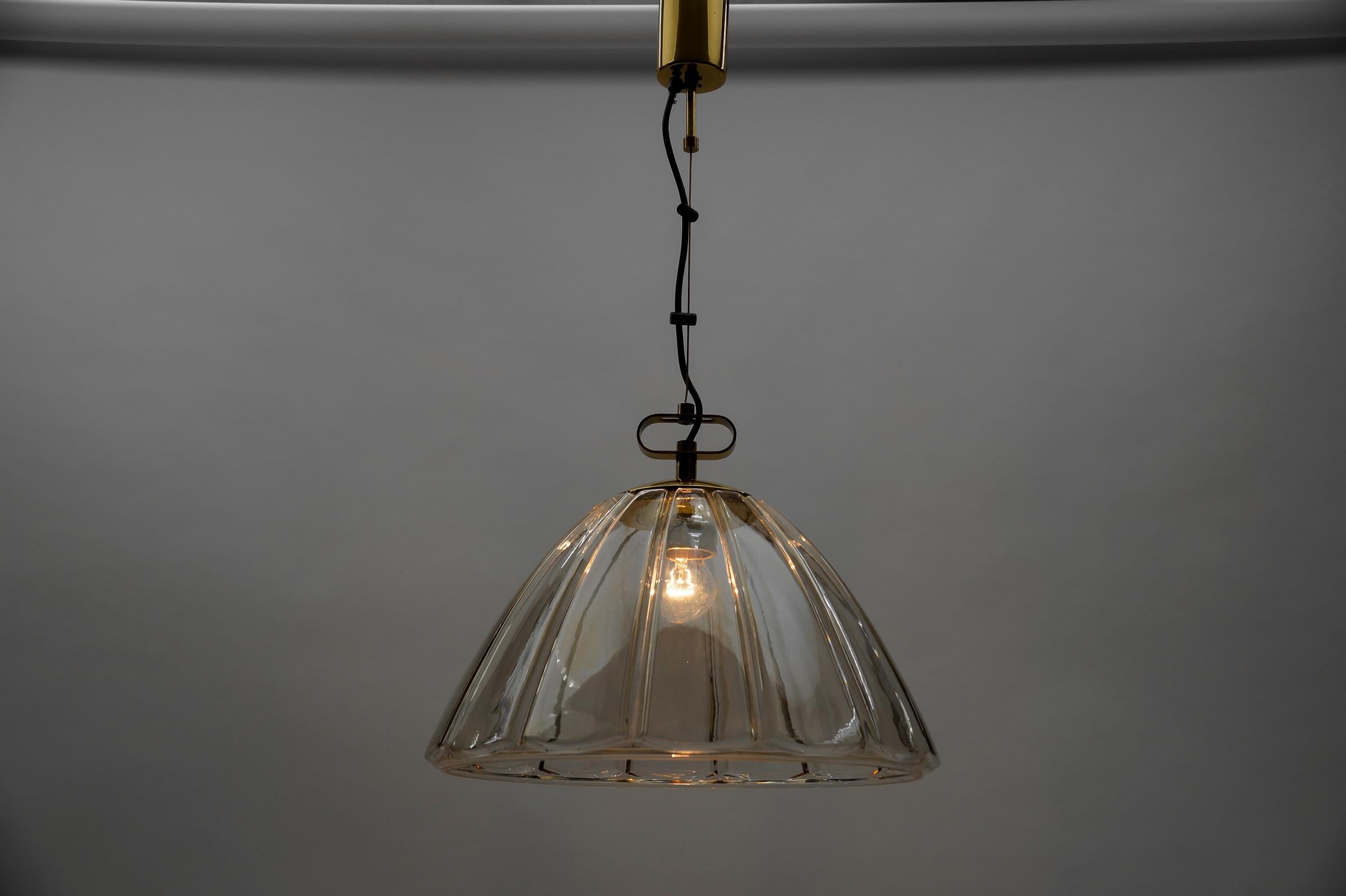 Late 20th Century Elegant Mid-Century Modern Smoked Glass Pendant Lamp by Limburg, 1960s Germany   For Sale