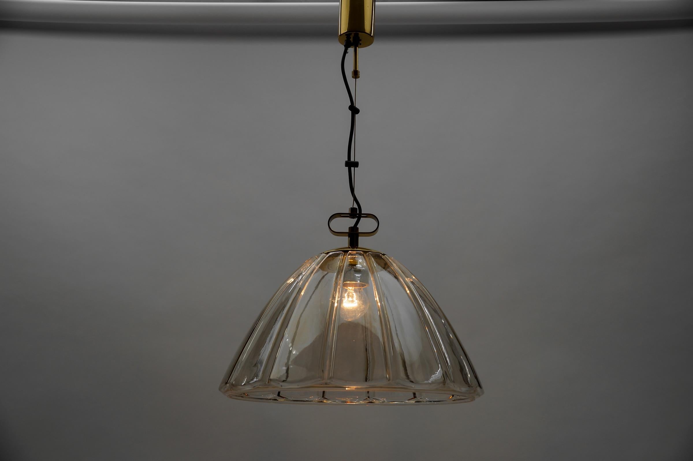 Late 20th Century Elegant Mid-Century Modern Smoked Glass Pendant Lamp by Limburg, 1960s Germany For Sale