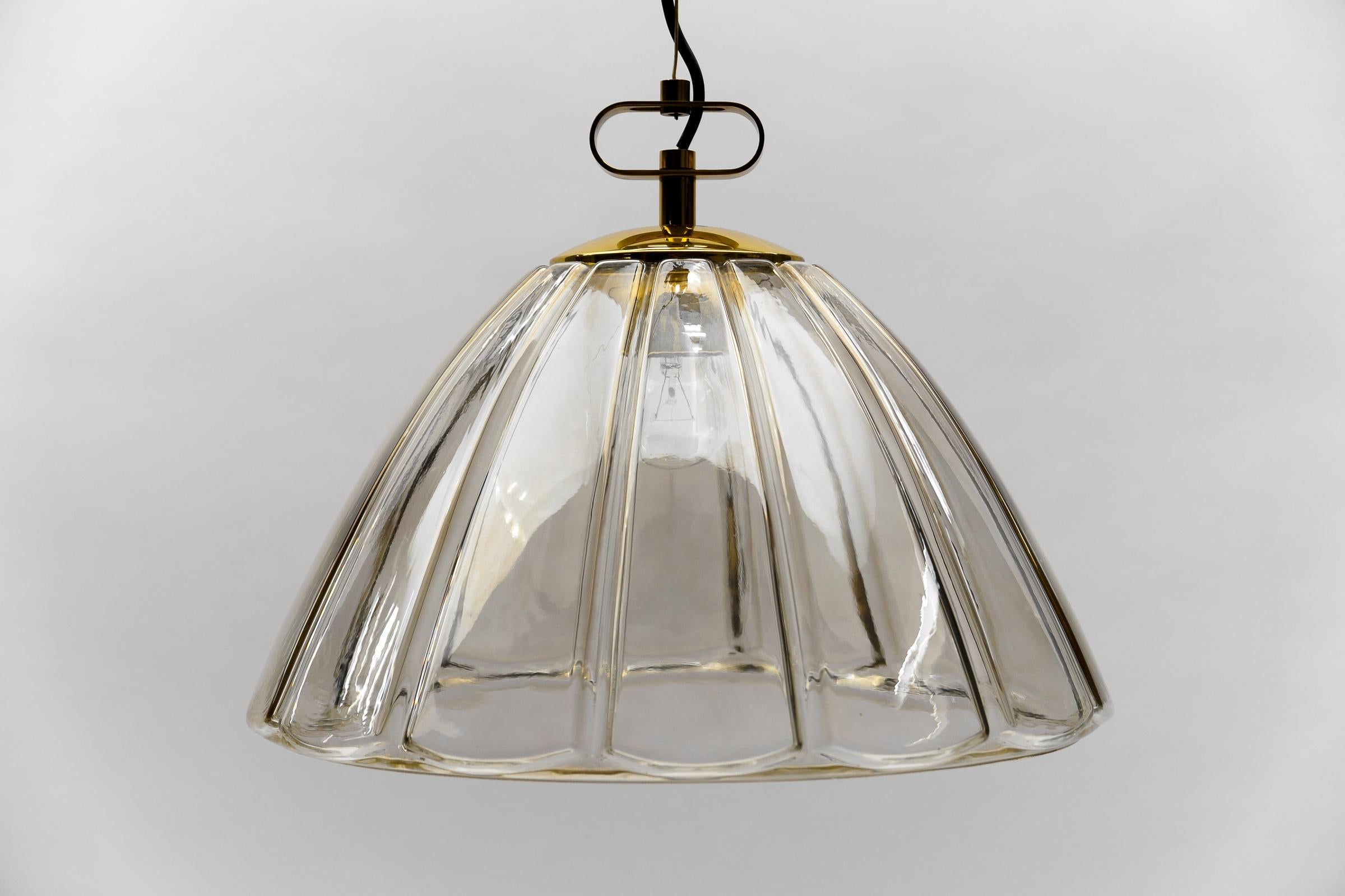 Metal Elegant Mid-Century Modern Smoked Glass Pendant Lamp by Limburg, 1960s Germany   For Sale