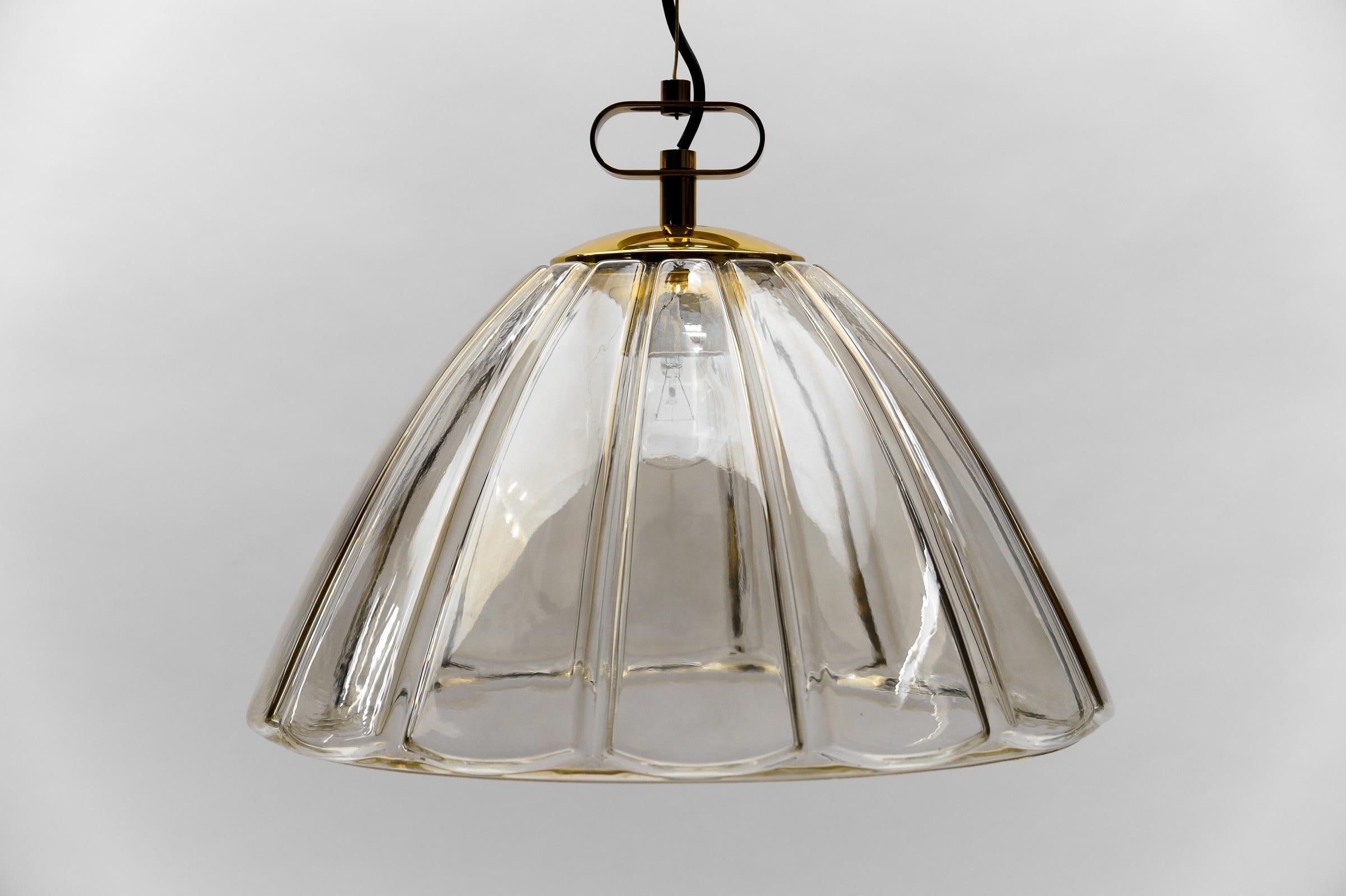 Metal Elegant Mid-Century Modern Smoked Glass Pendant Lamp by Limburg, 1960s Germany For Sale