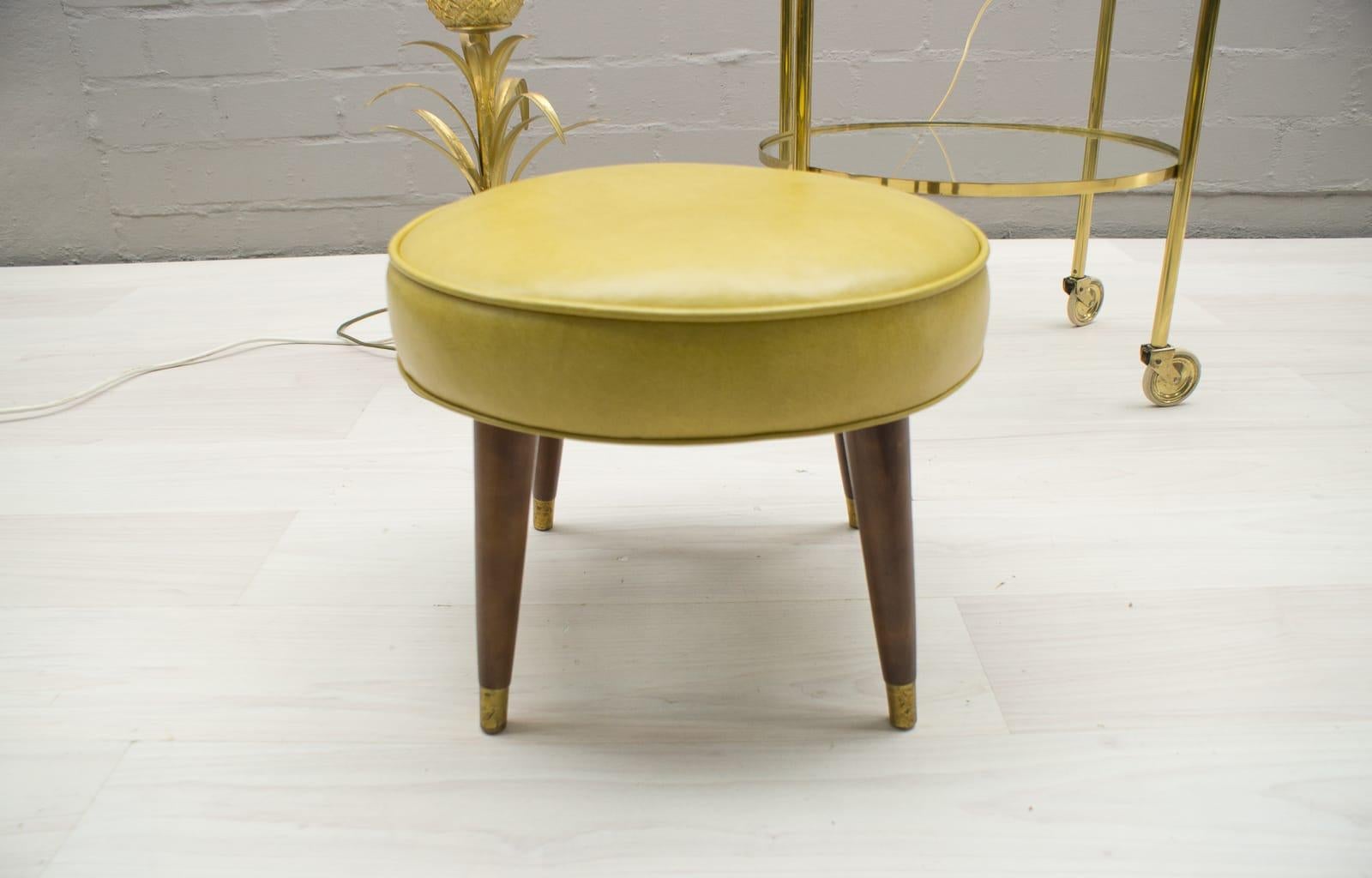 Brass Elegant Mid-Century Modern Stool, Italy 1950s