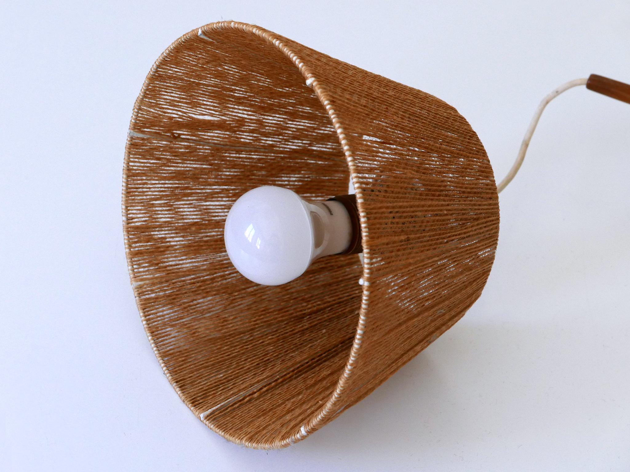 Elegante aplique de pared de madera de teca y sisal del columpio moderno de mediados de siglo Dinamarca Años 60 en venta 7