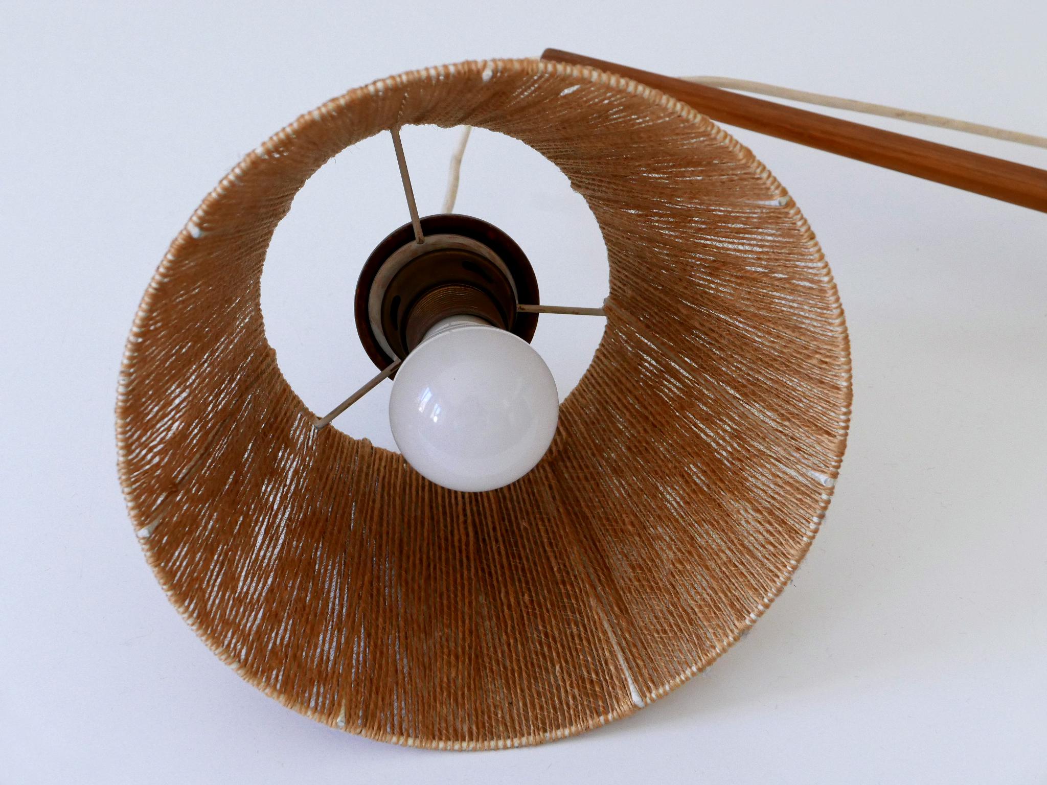 Elegante aplique de pared de madera de teca y sisal del columpio moderno de mediados de siglo Dinamarca Años 60 en venta 8