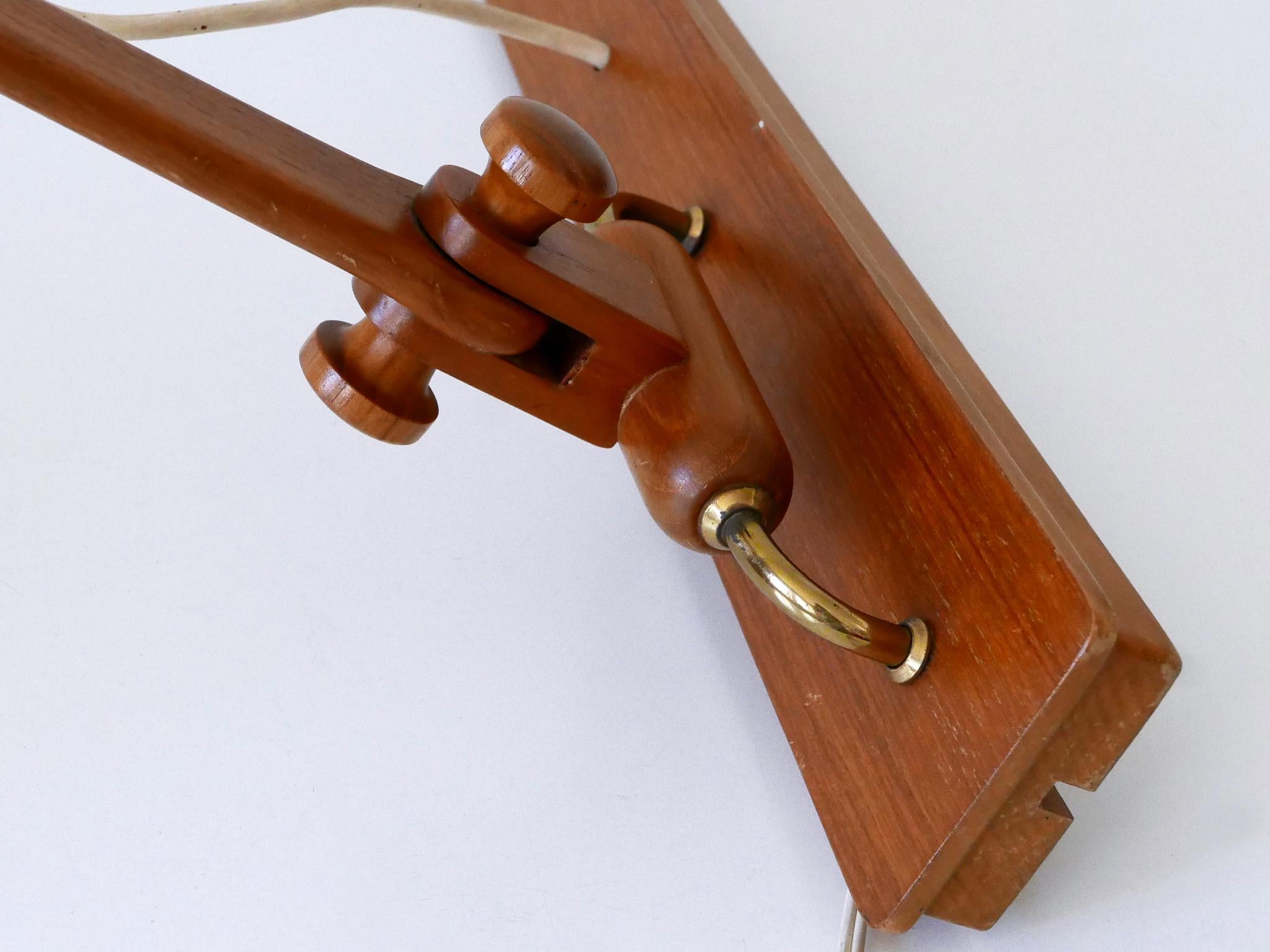 Elegante aplique de pared de madera de teca y sisal del columpio moderno de mediados de siglo Dinamarca Años 60 en venta 12