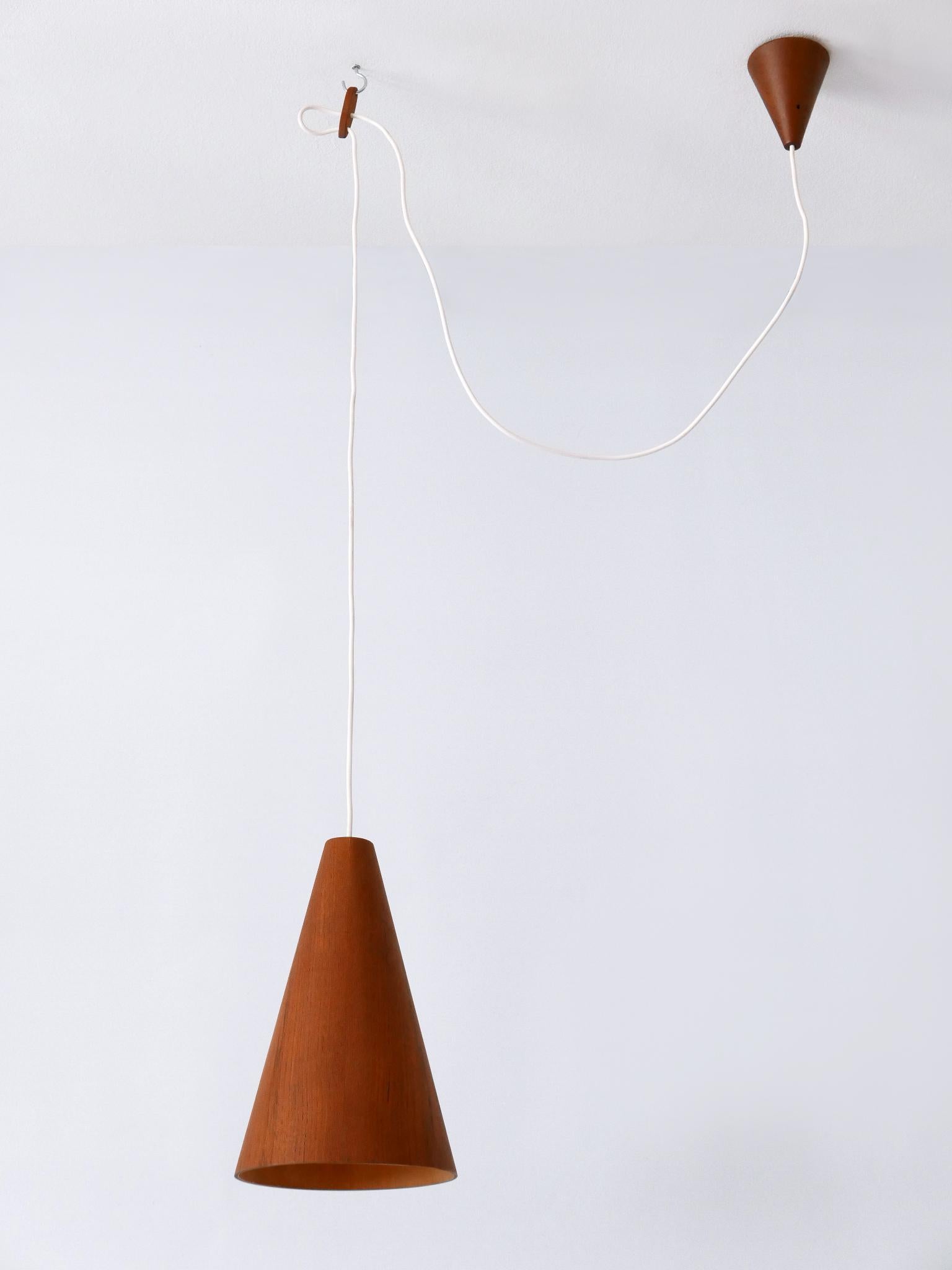 Mid-Century Modern Elegant Mid Century Modern Teak Pendant Lamp or Hanging Light Scandinavia 1960s For Sale