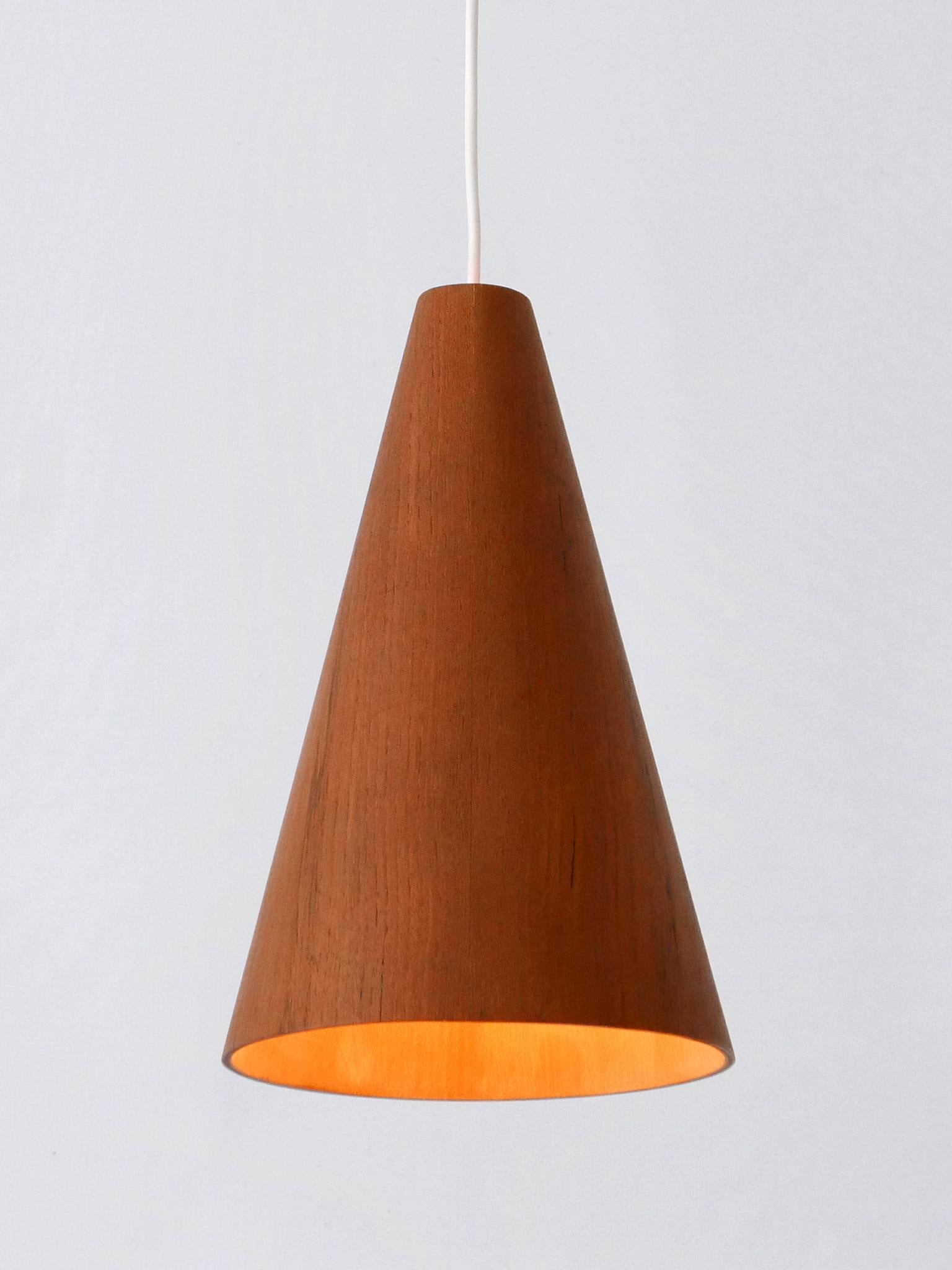 Mid-20th Century Elegant Mid Century Modern Teak Pendant Lamp or Hanging Light Scandinavia 1960s For Sale