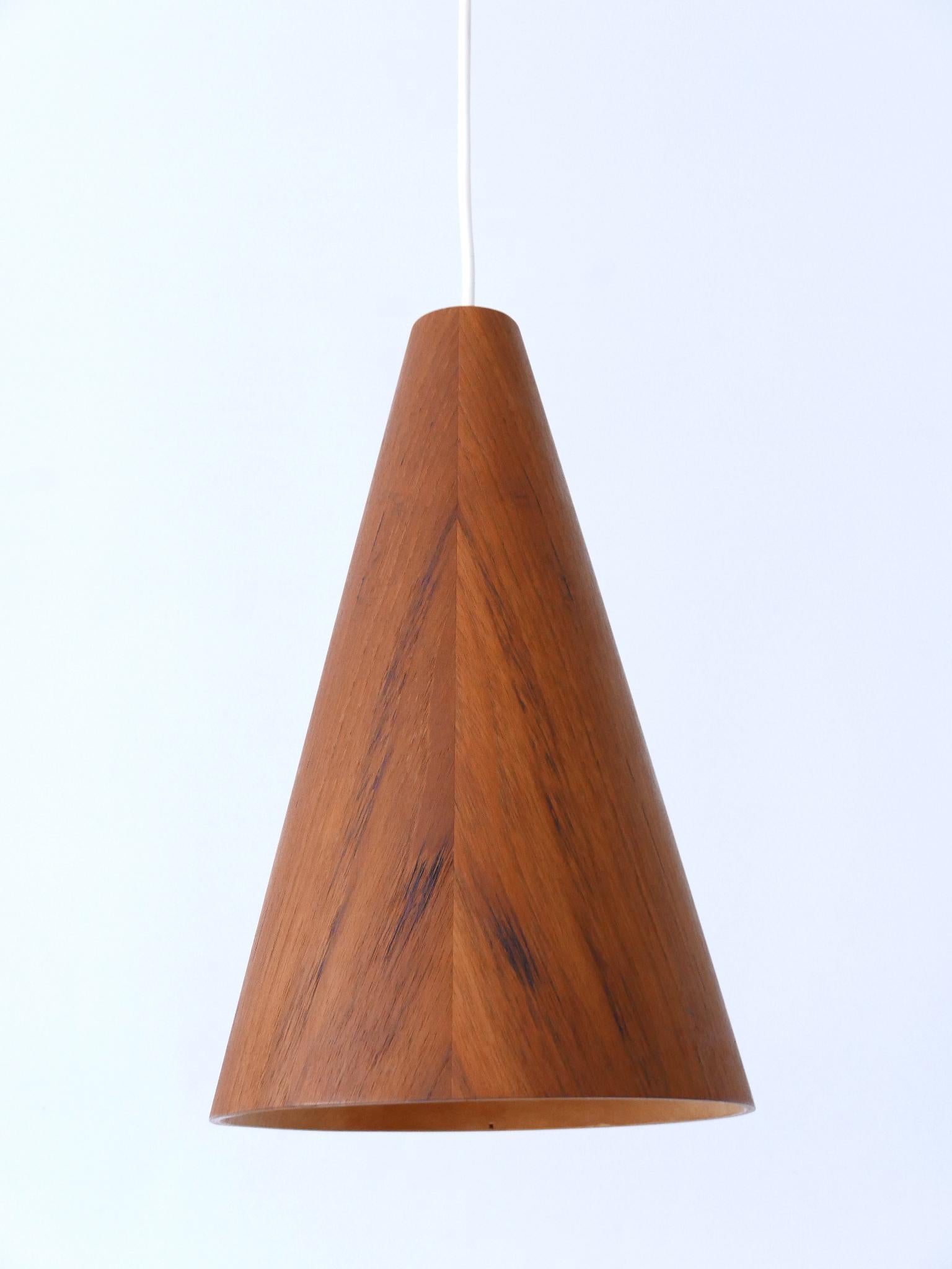 Elegant Mid Century Modern Teak Pendant Lamp or Hanging Light Scandinavia 1960s For Sale 1