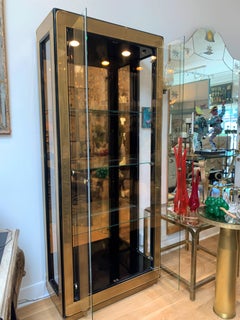 Vintage Elegant Mid-Century Mastercraft Schwarz lackiert, Messing und Glas Vitrine