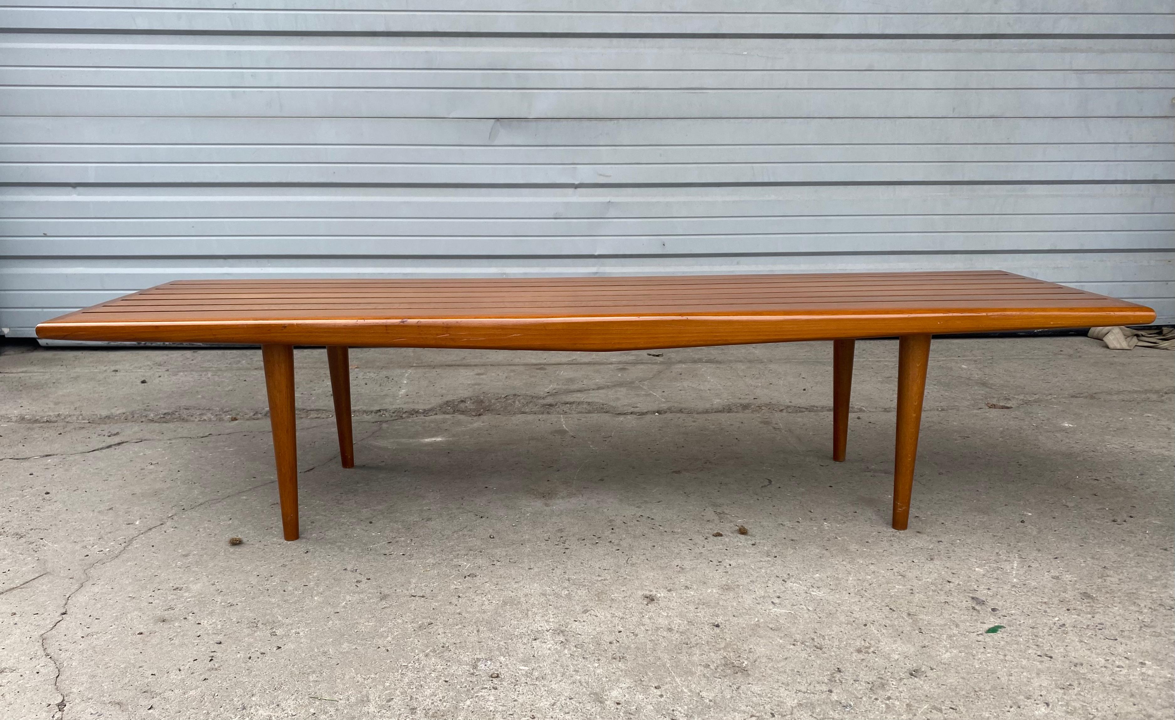 Mid-Century Modern Elegant Mid Century Modernist Coffee Table/ Slat Bench For Sale
