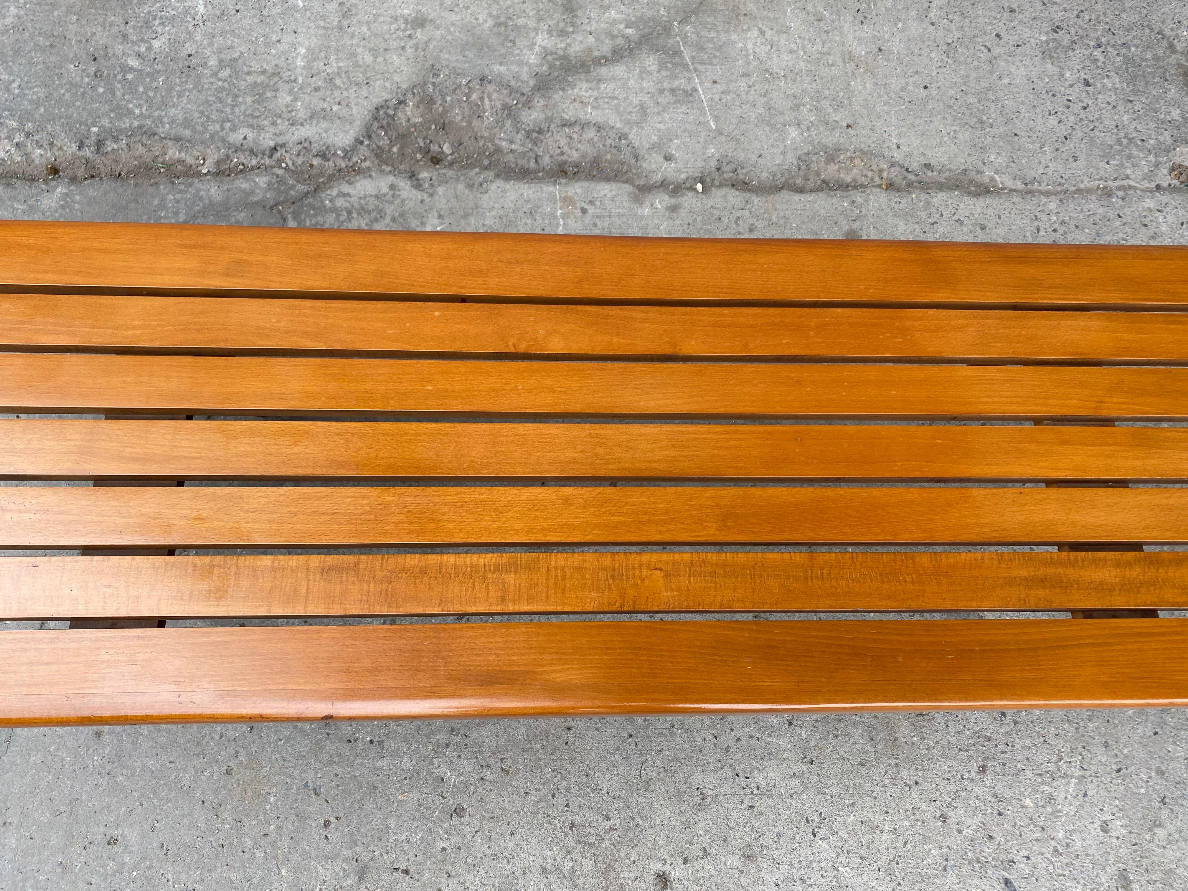 American Elegant Mid Century Modernist Coffee Table/ Slat Bench For Sale