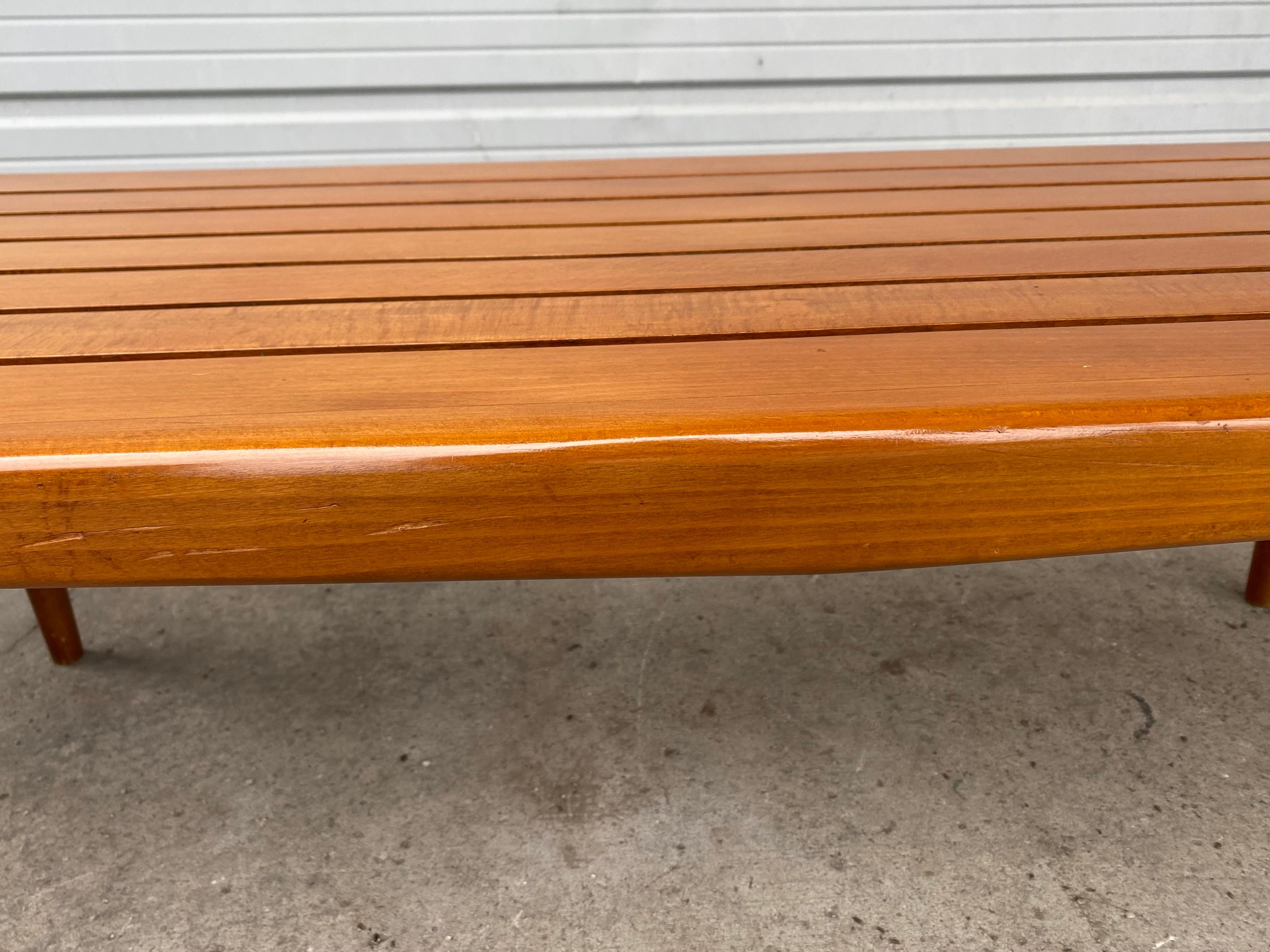 Oiled Elegant Mid Century Modernist Coffee Table/ Slat Bench For Sale