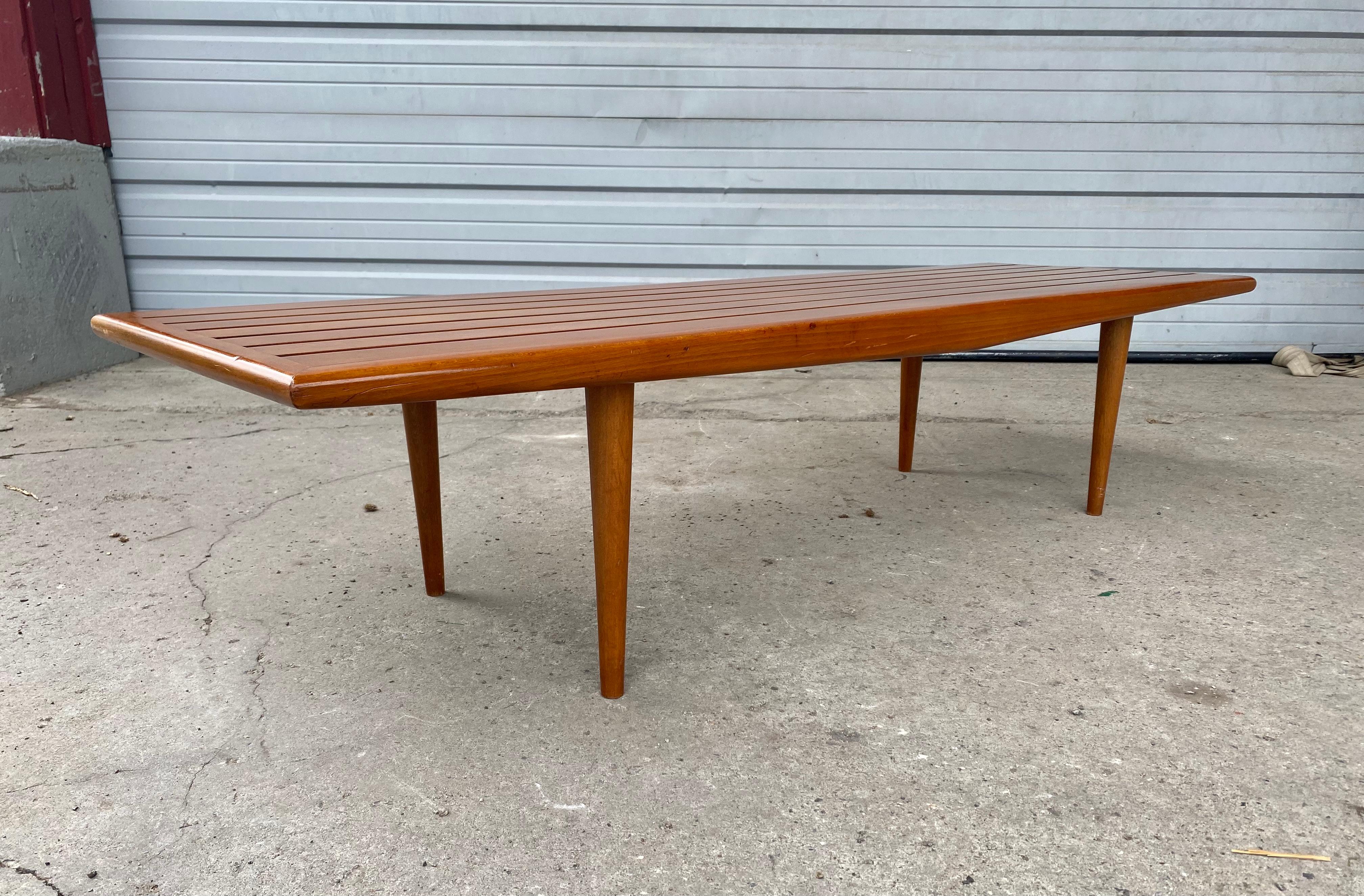 Mid-20th Century Elegant Mid Century Modernist Coffee Table/ Slat Bench For Sale